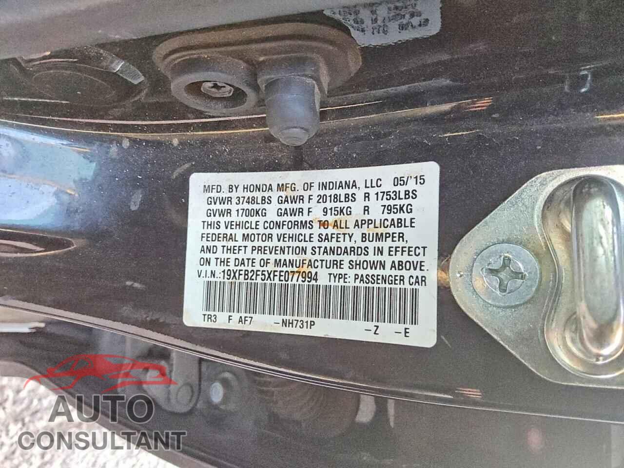 HONDA CIVIC 2015 - 19XFB2F5XFE077994