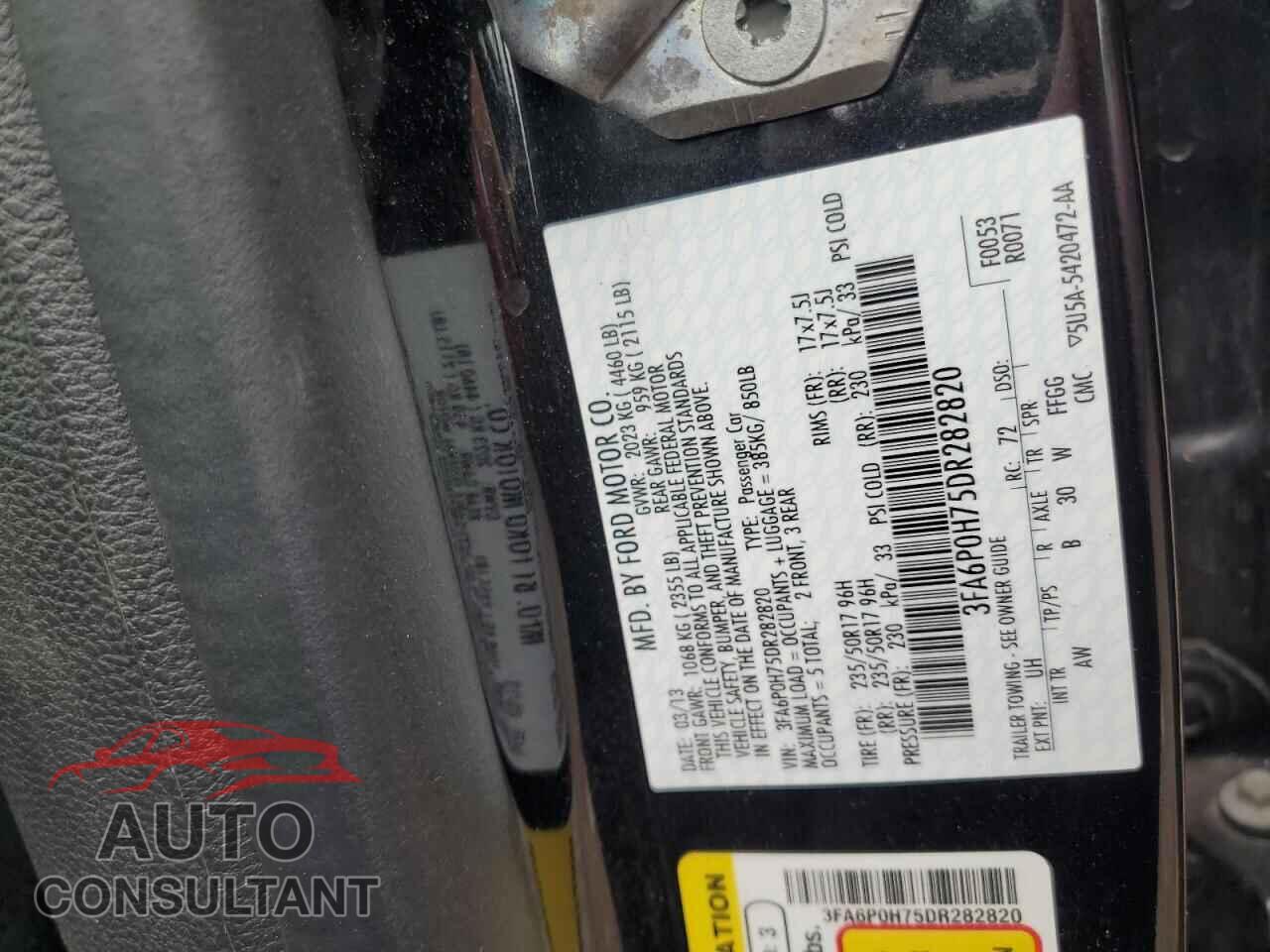 FORD FUSION 2013 - 3FA6P0H75DR282820