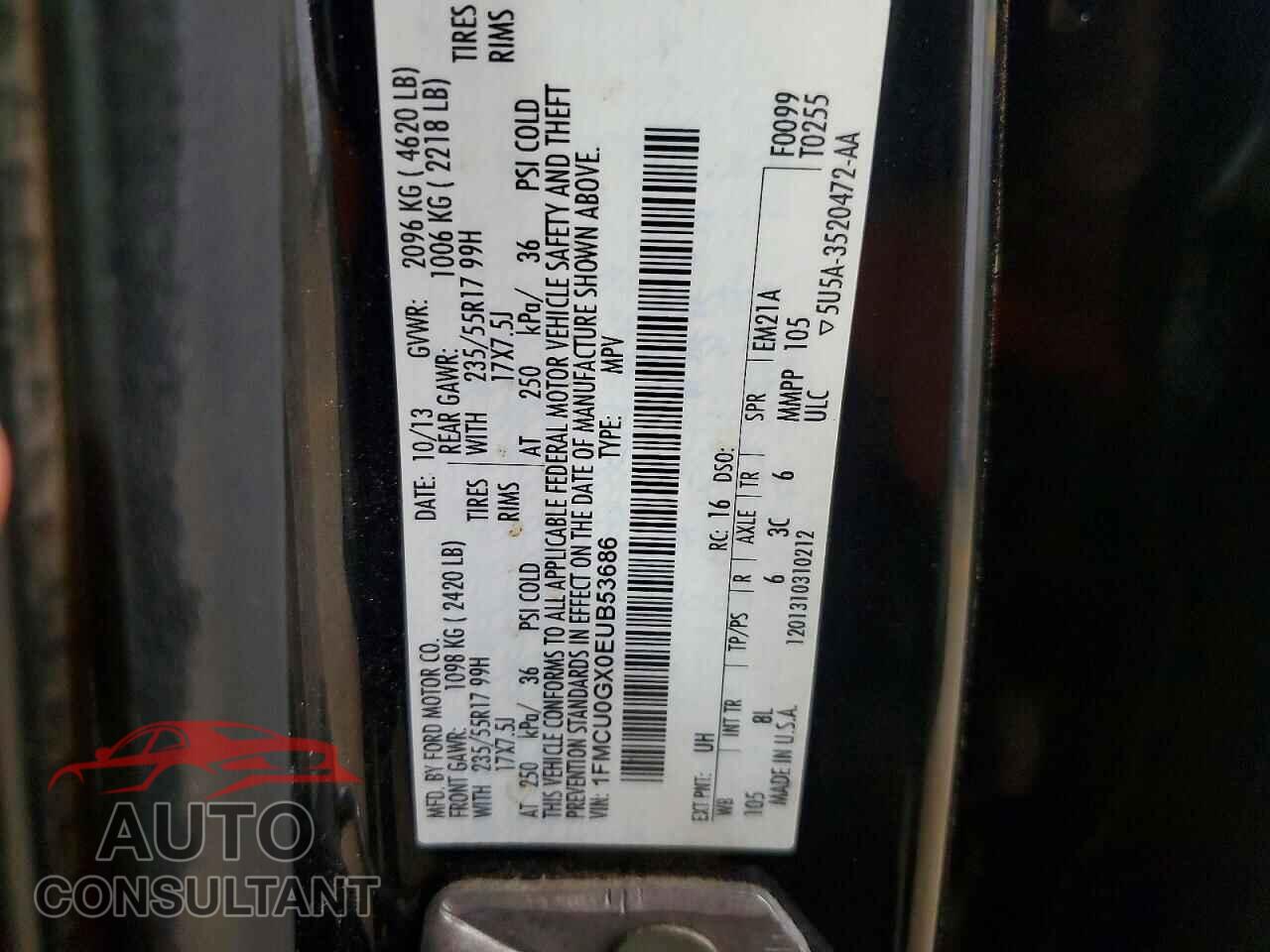 FORD ESCAPE 2014 - 1FMCU0GX0EUB53686