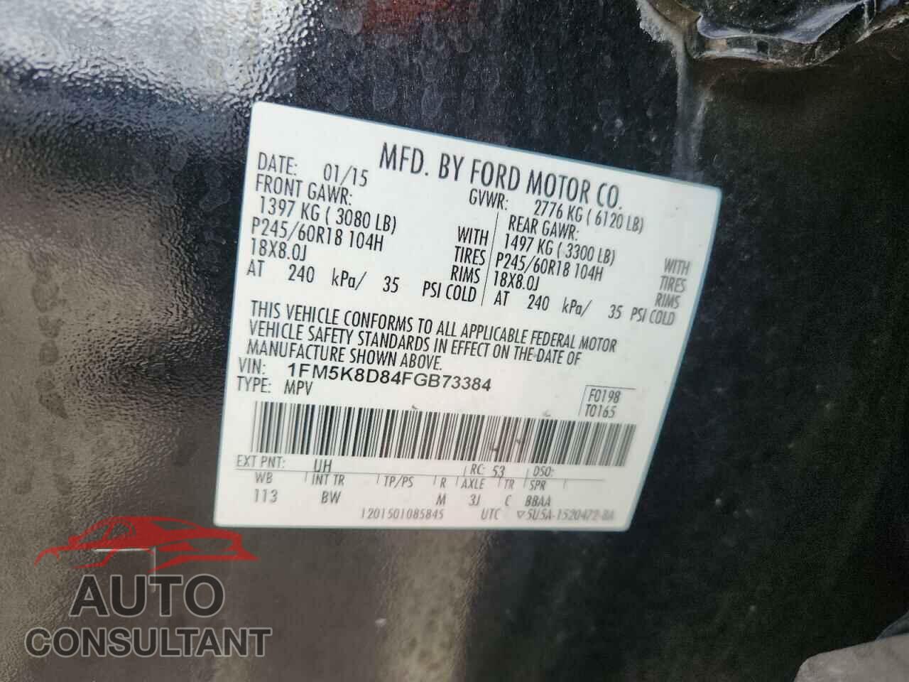 FORD EXPLORER 2015 - 1FM5K8D84FGB73384