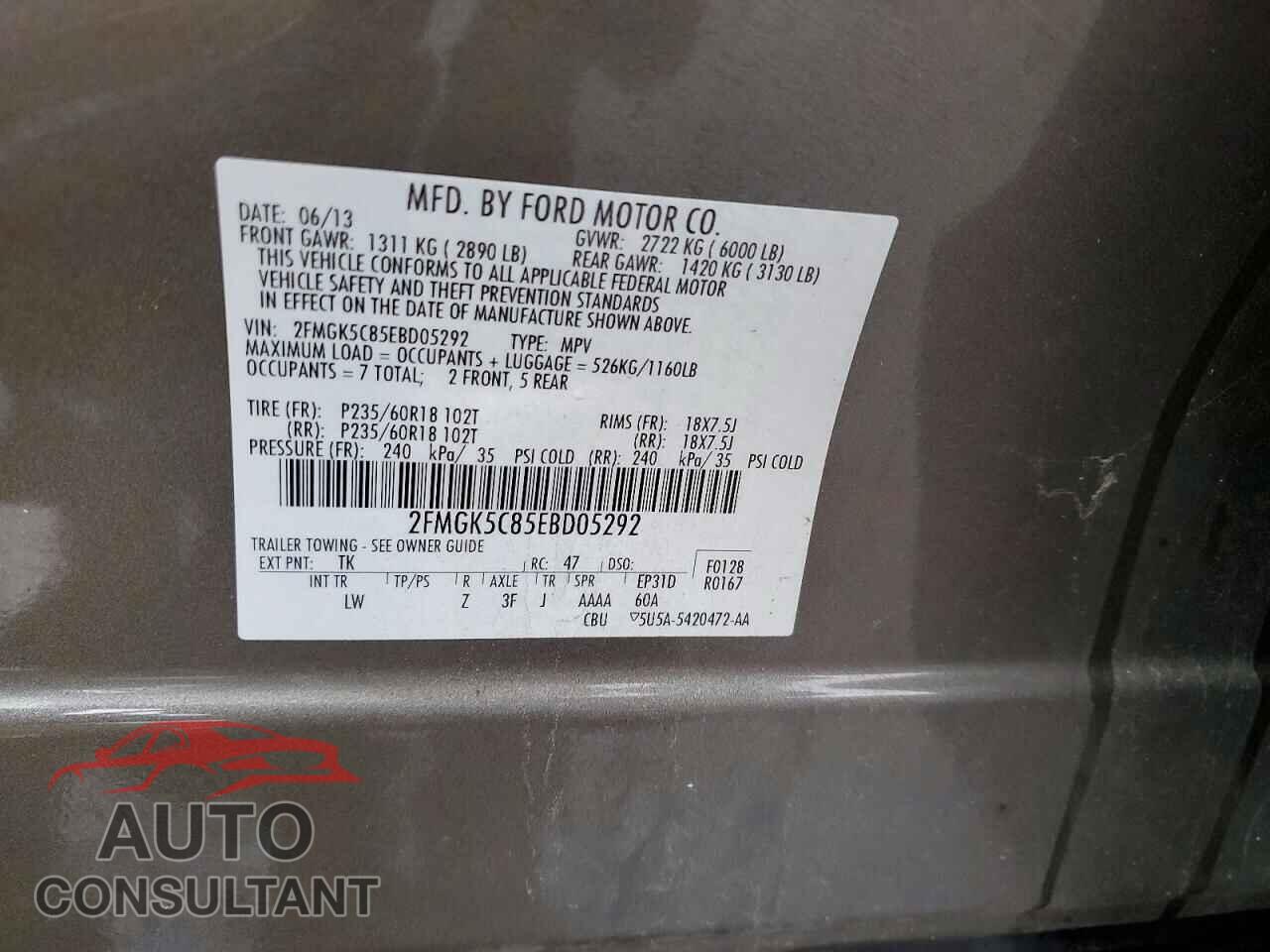 FORD FLEX 2014 - 2FMGK5C85EBD05292