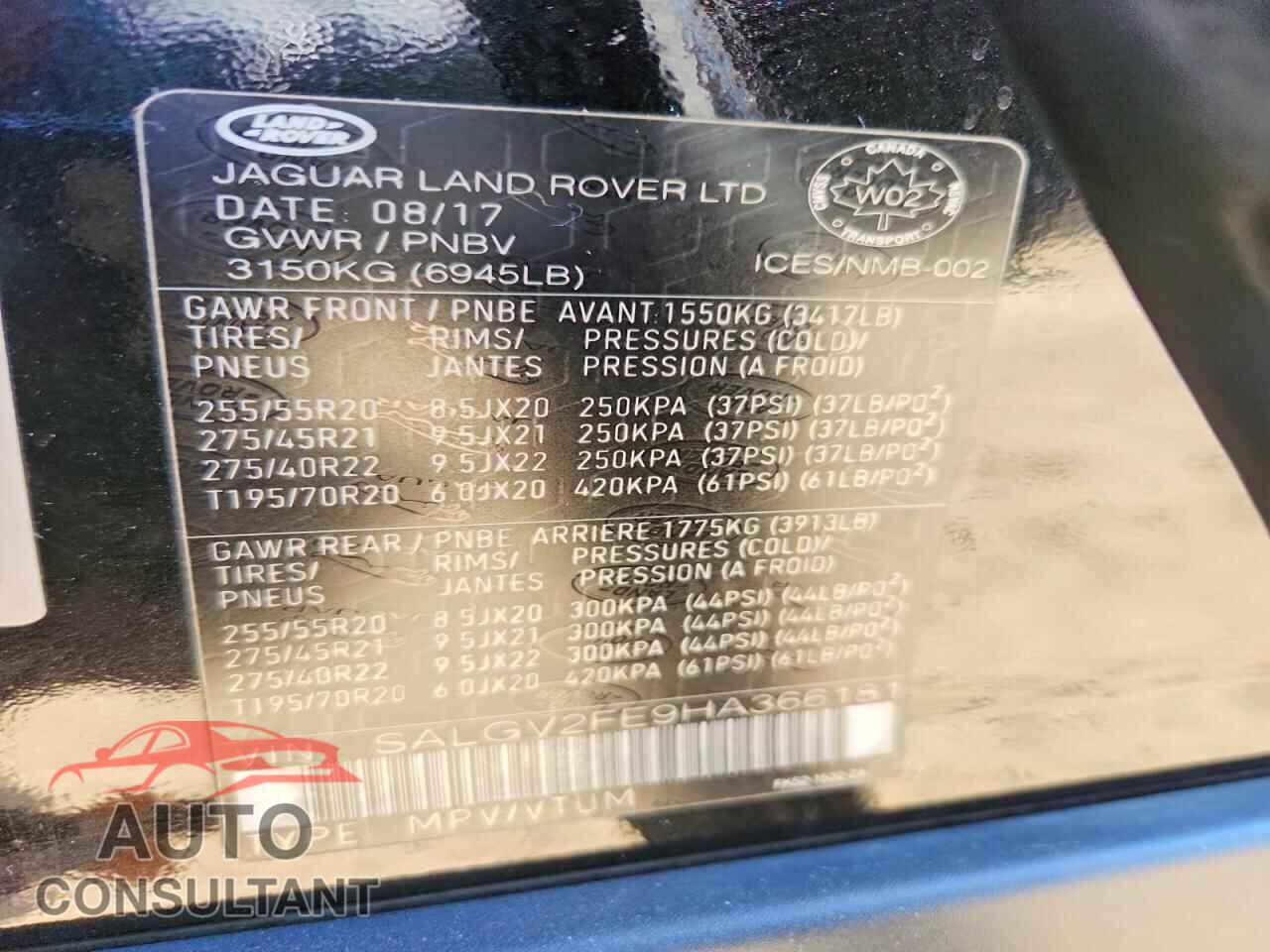 LAND ROVER RANGEROVER 2017 - SALGV2FE9HA366181