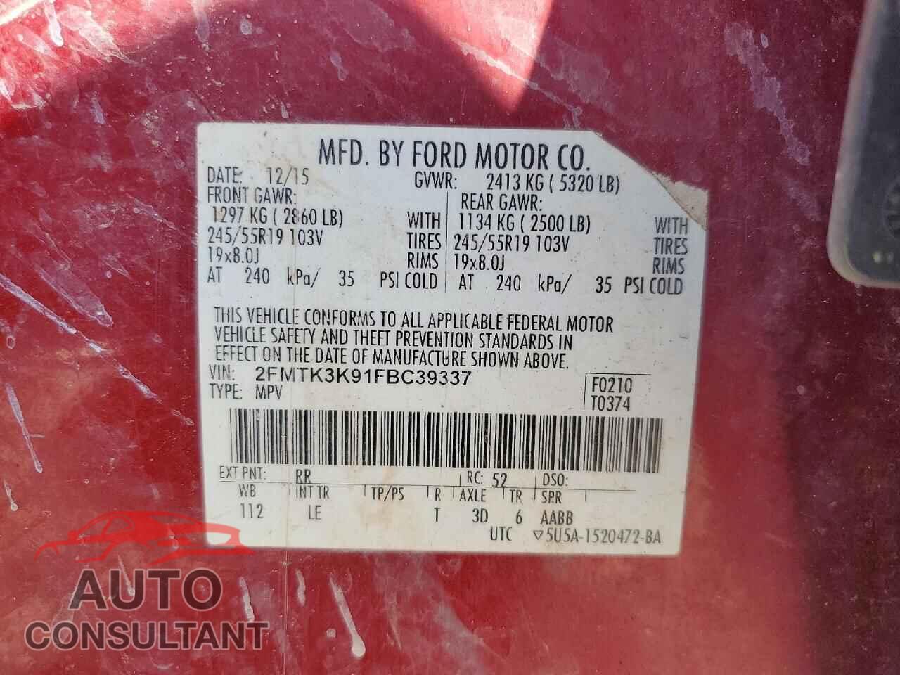 FORD EDGE 2015 - 2FMTK3K91FBC39337