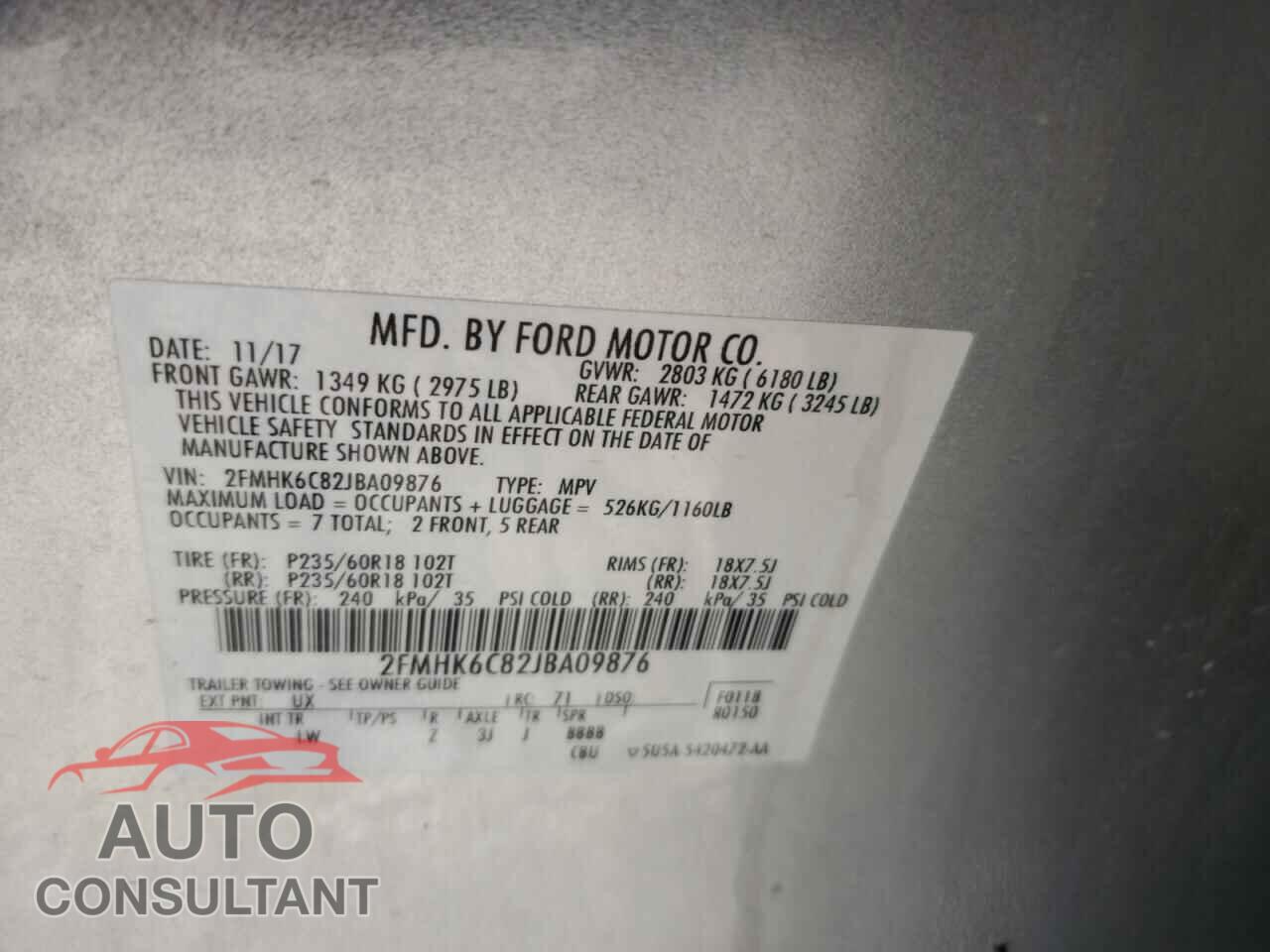 FORD FLEX 2018 - 2FMHK6C82JBA09876