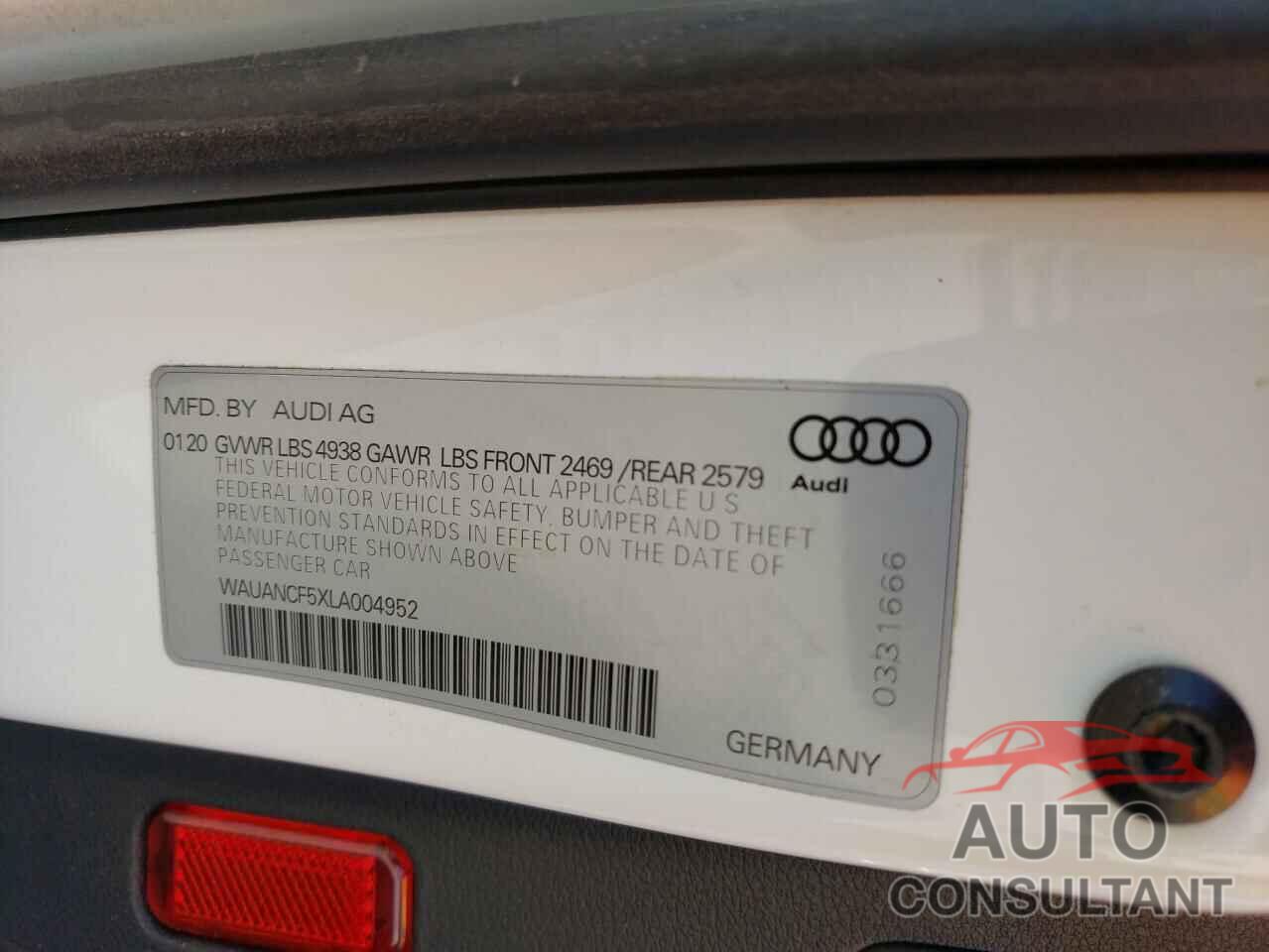 AUDI A5 2020 - WAUANCF5XLA004952