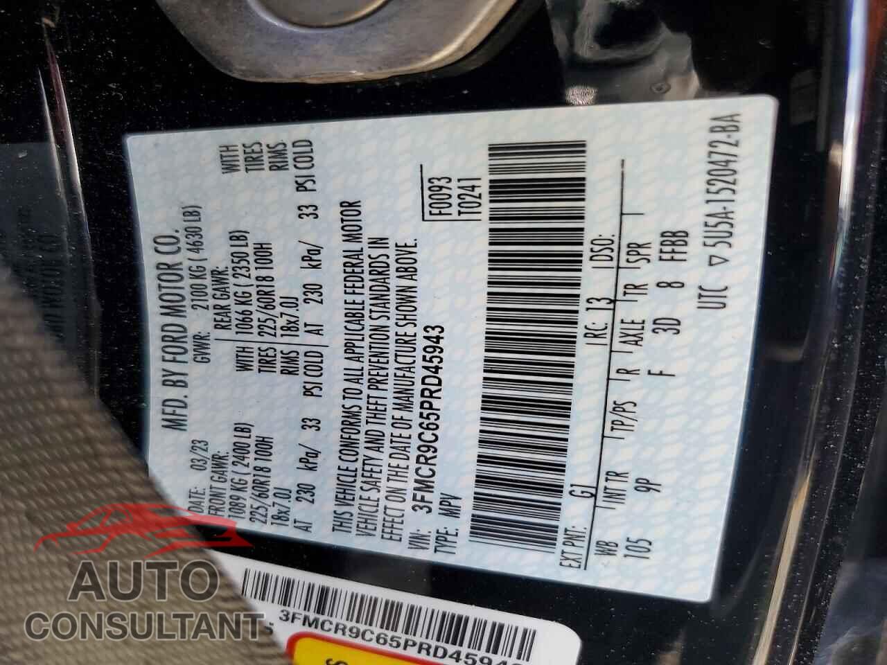 FORD BRONCO 2023 - 3FMCR9C65PRD45943