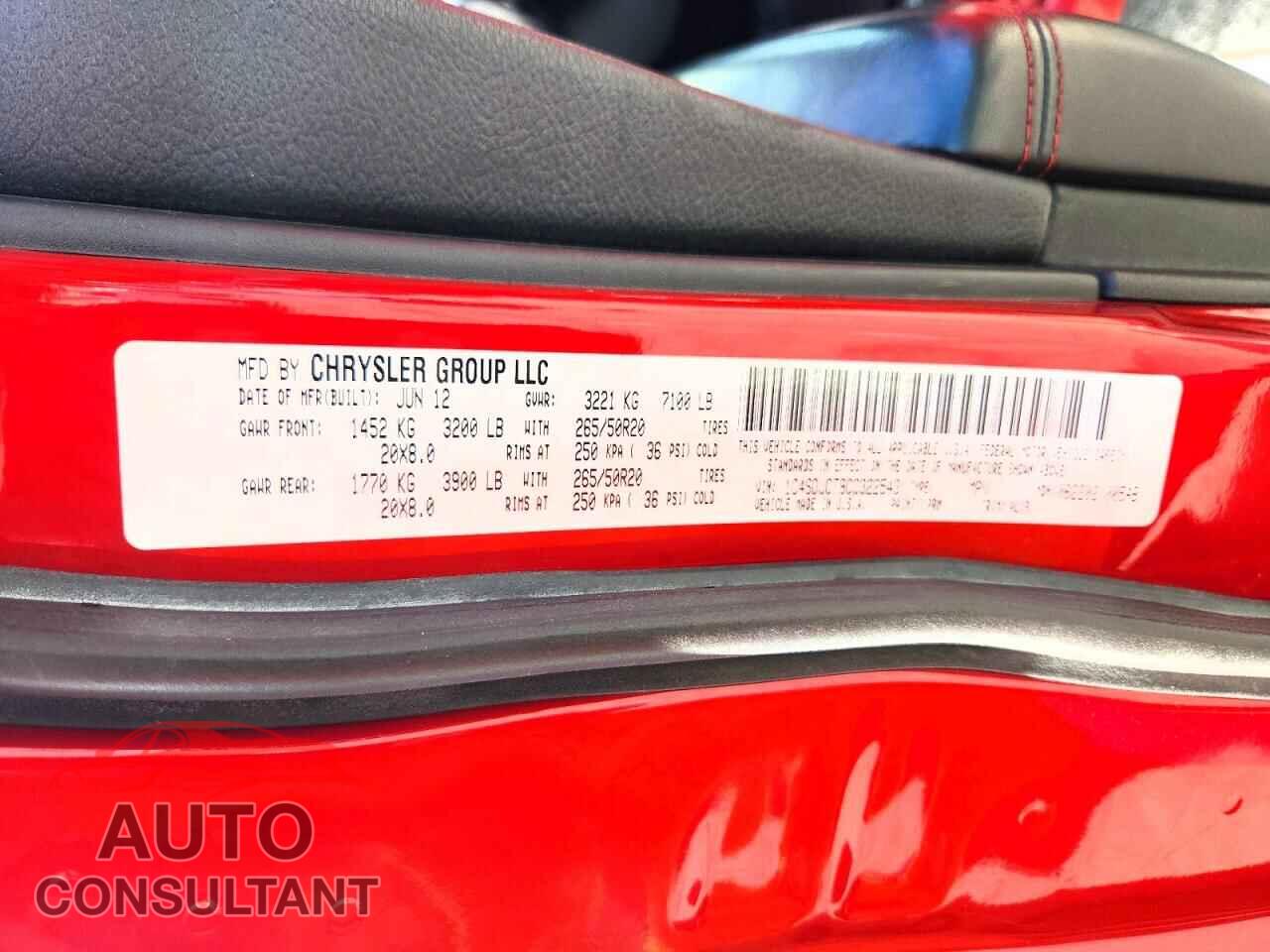 DODGE DURANGO 2012 - 1C4SDJCT8CC322543