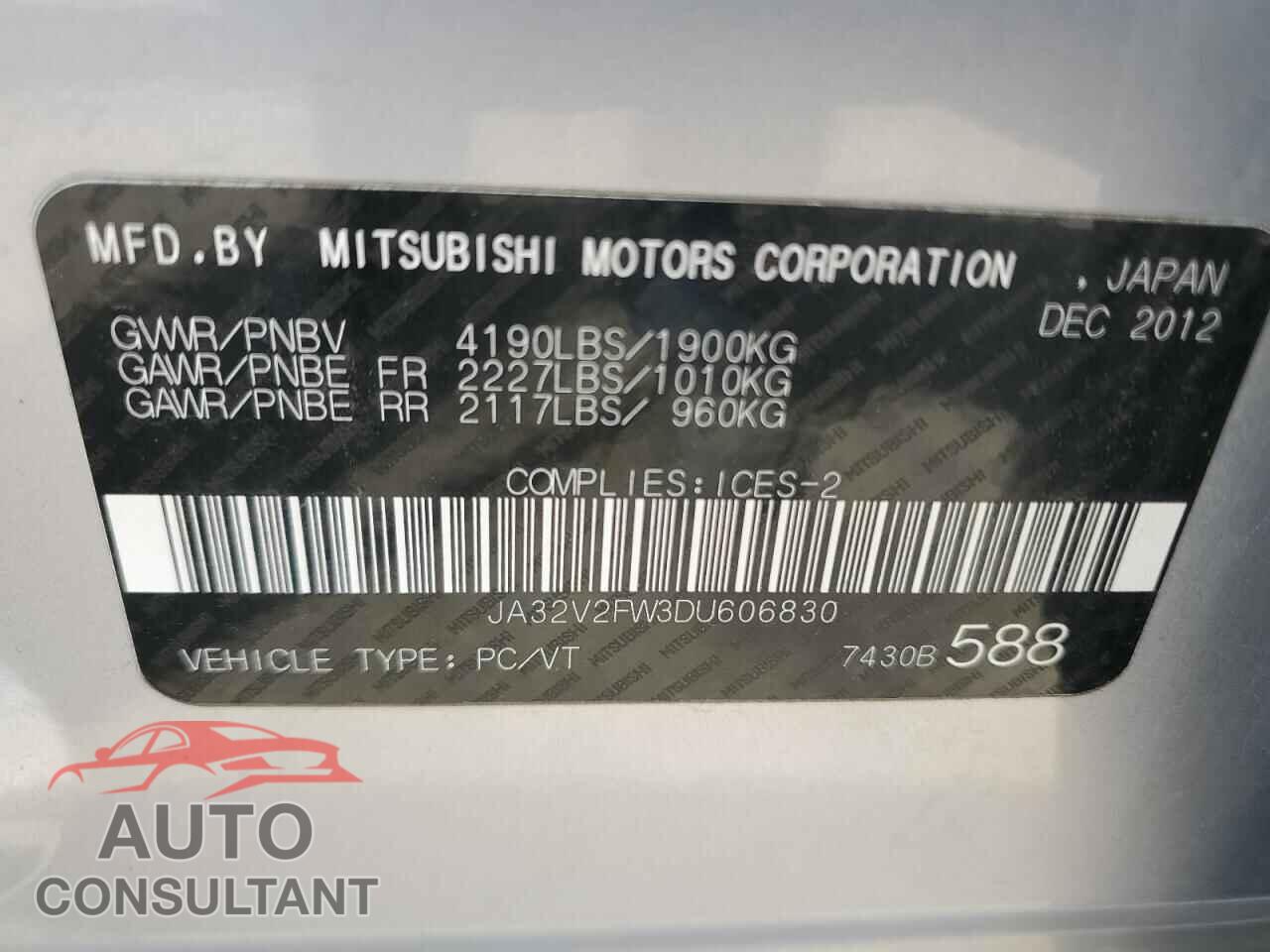 MITSUBISHI LANCER 2013 - JA32V2FW3DU606830