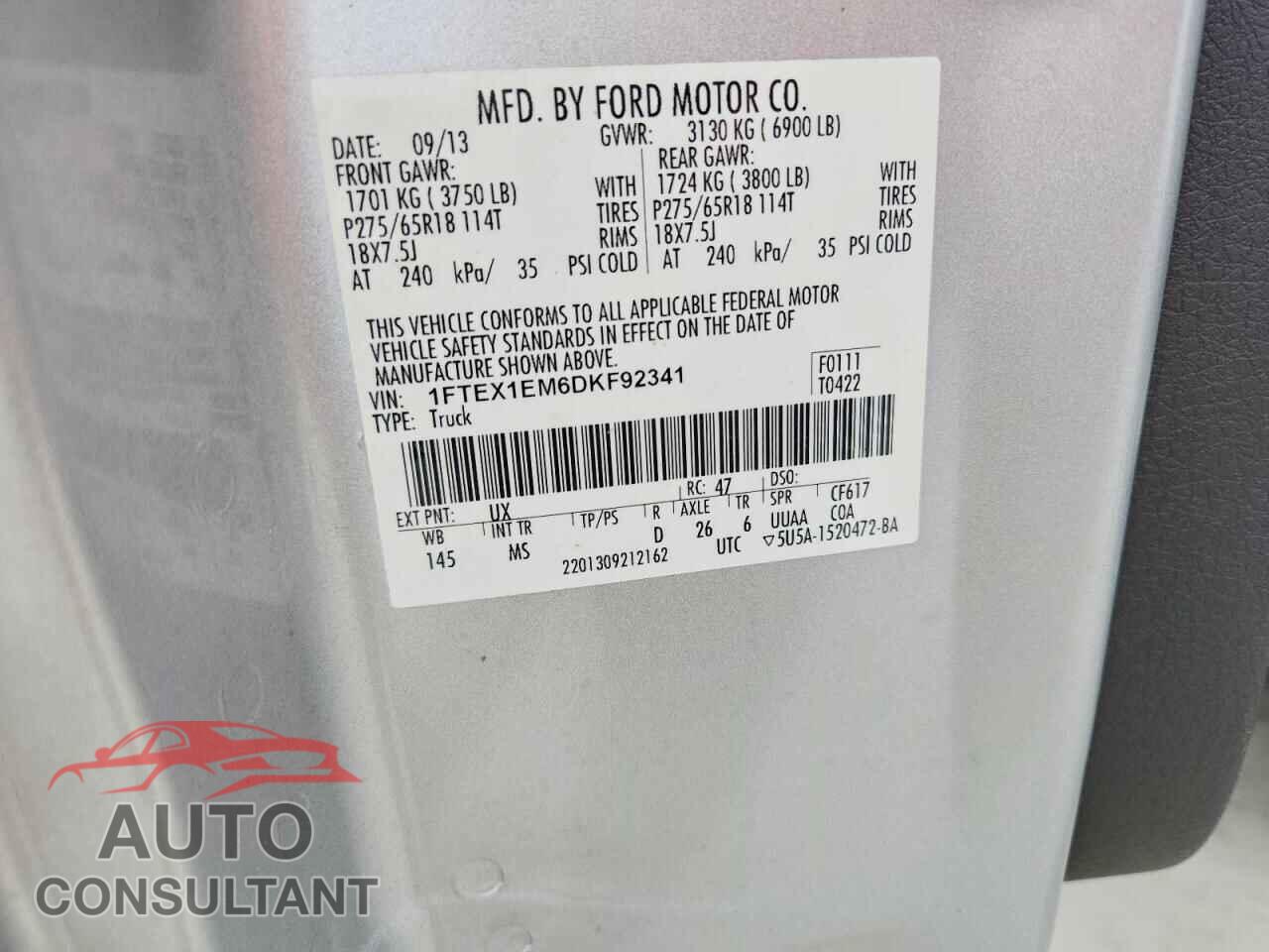 FORD F150 2013 - 1FTEX1EM6DKF92341