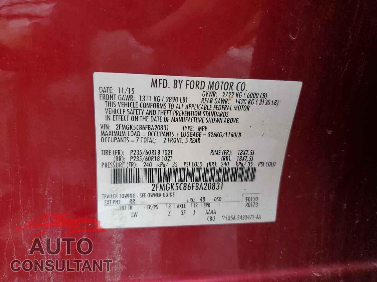 FORD FLEX 2015 - 2FMGK5C86FBA20831