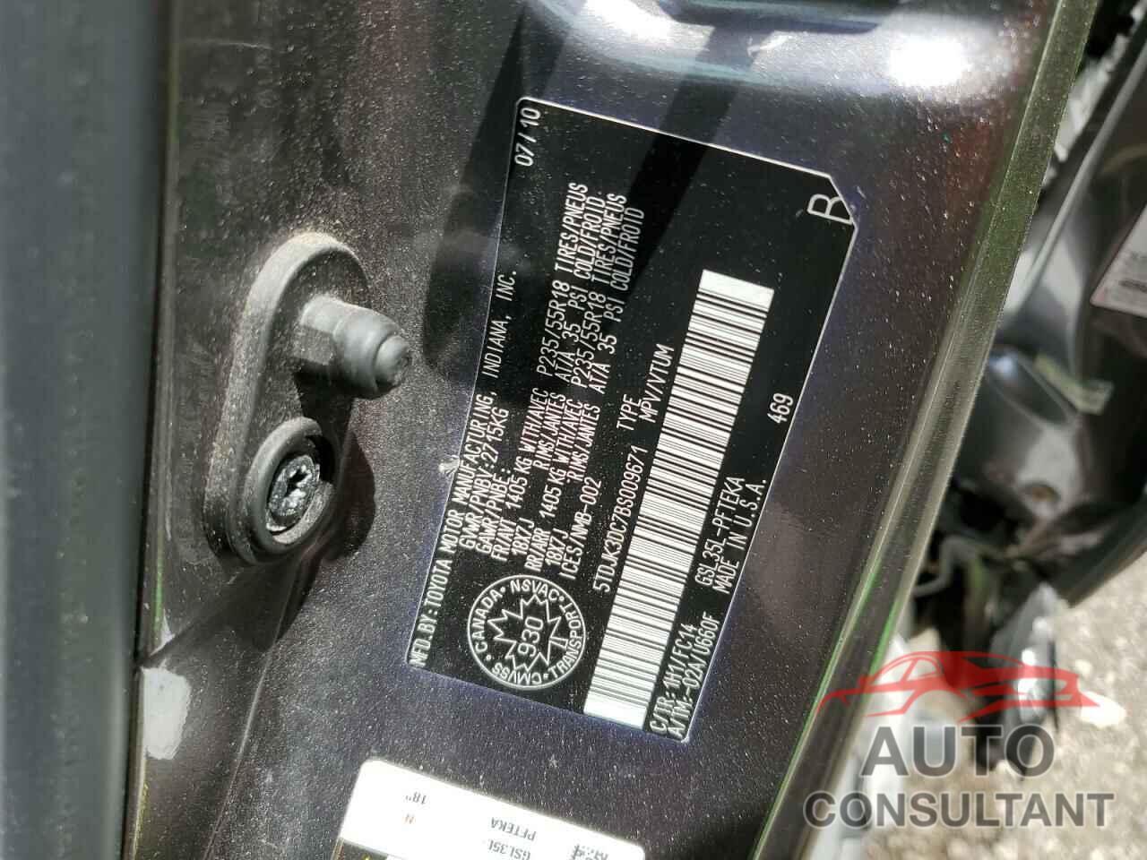 TOYOTA All Models 2011 - 5TDJK3DC7BS009671