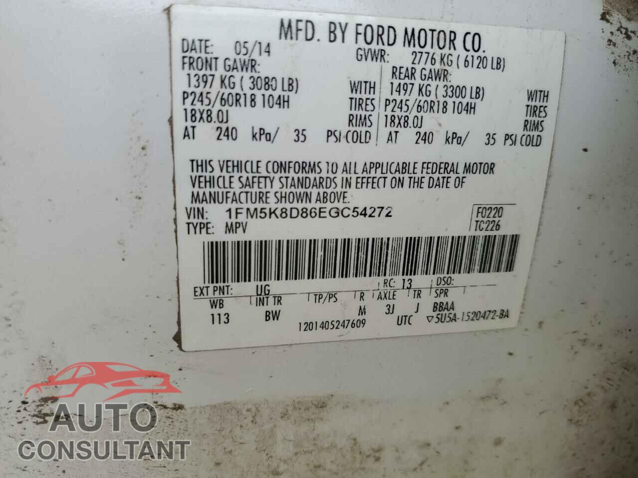 FORD EXPLORER 2014 - 1FM5K8D86EGC54272