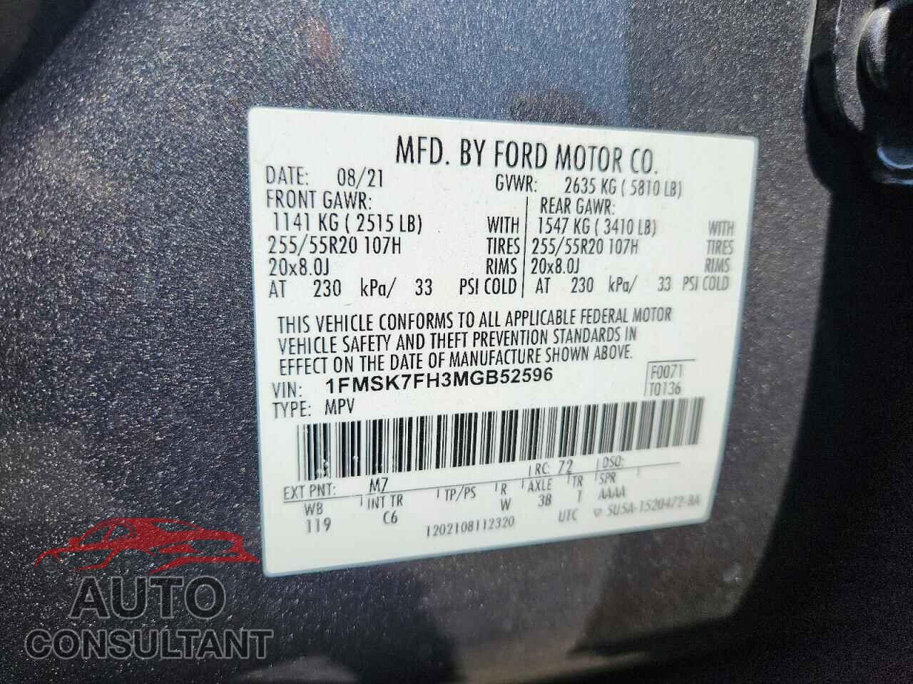 FORD EXPLORER 2021 - 1FMSK7FH3MGB52596