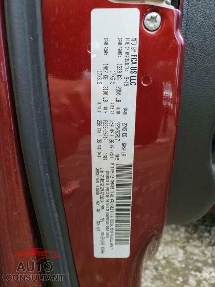 DODGE CARAVAN 2019 - 2C4RDGEG2KR765214