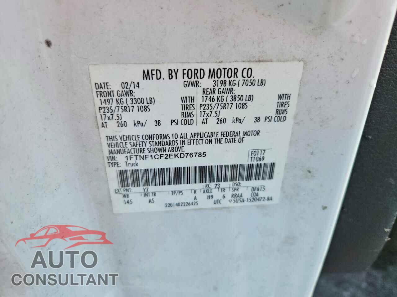 FORD F150 2014 - 1FTNF1CF2EKD76785