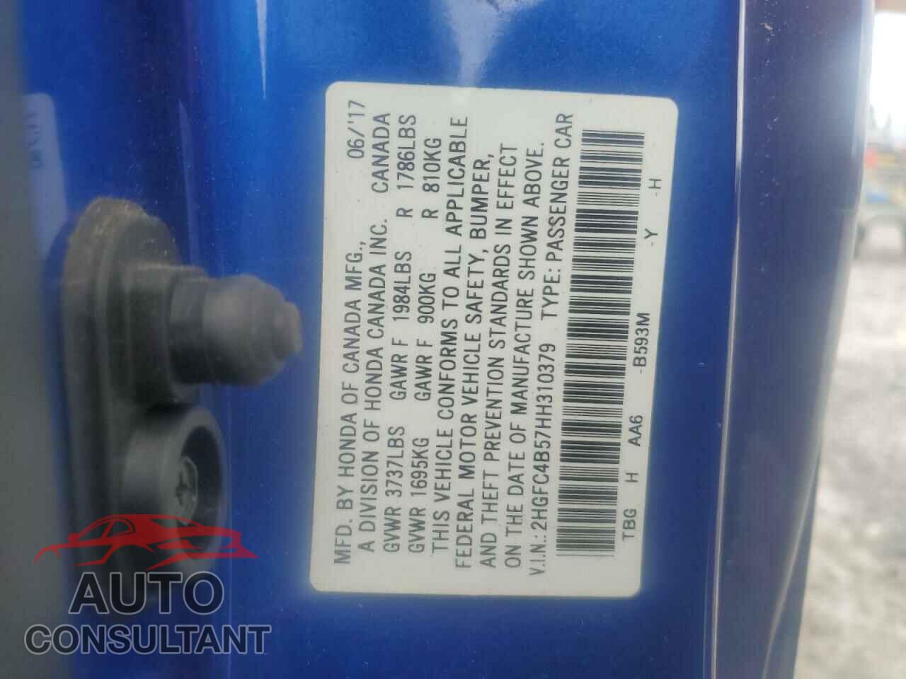 HONDA CIVIC 2017 - 2HGFC4B57HH310379