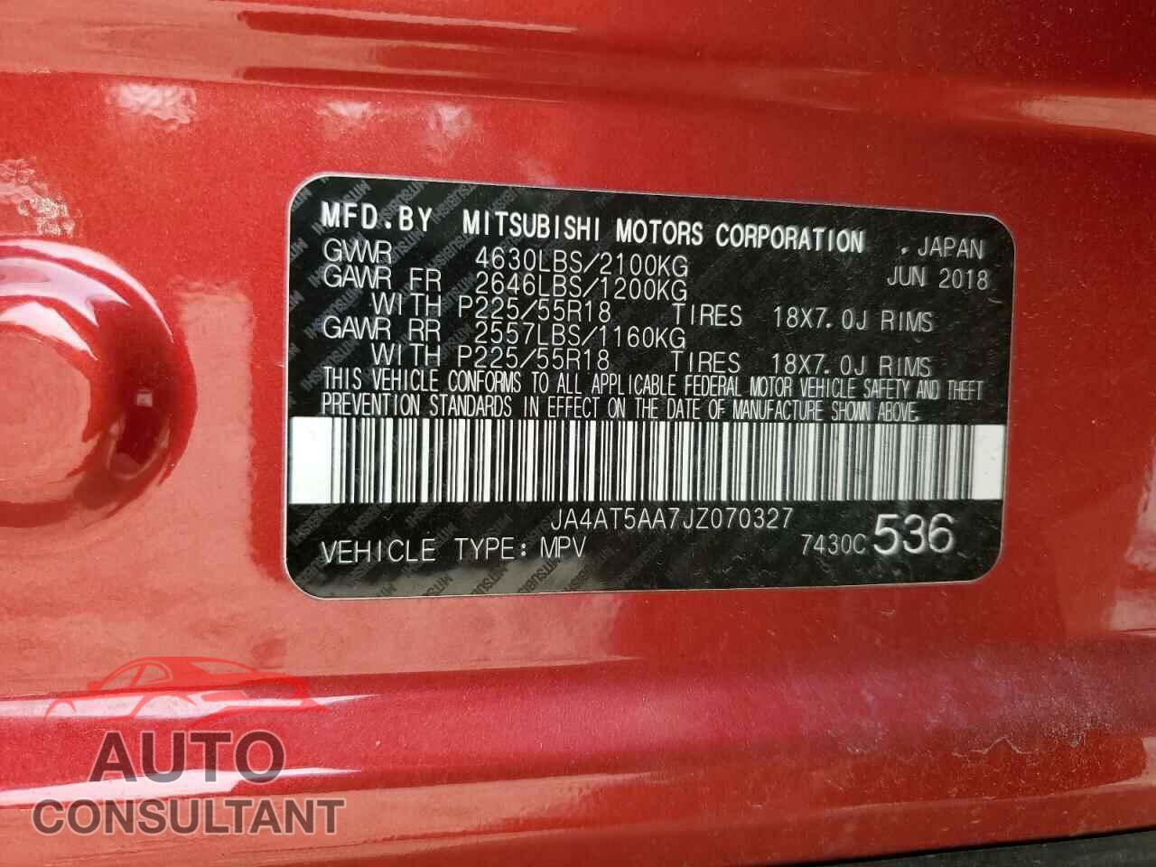 MITSUBISHI ECLIPSE 2018 - JA4AT5AA7JZ070327