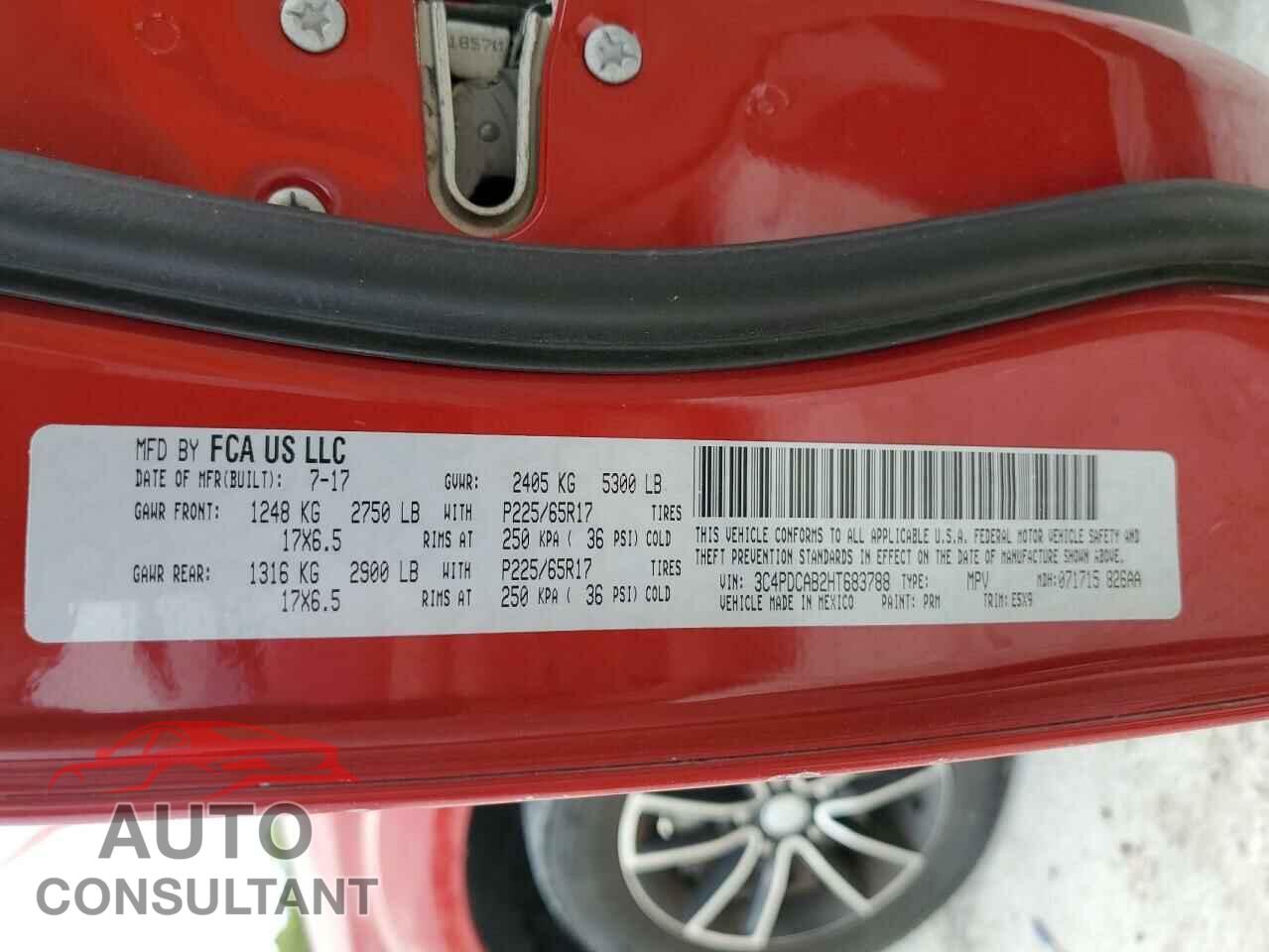 DODGE JOURNEY 2017 - 3C4PDCAB2HT683788