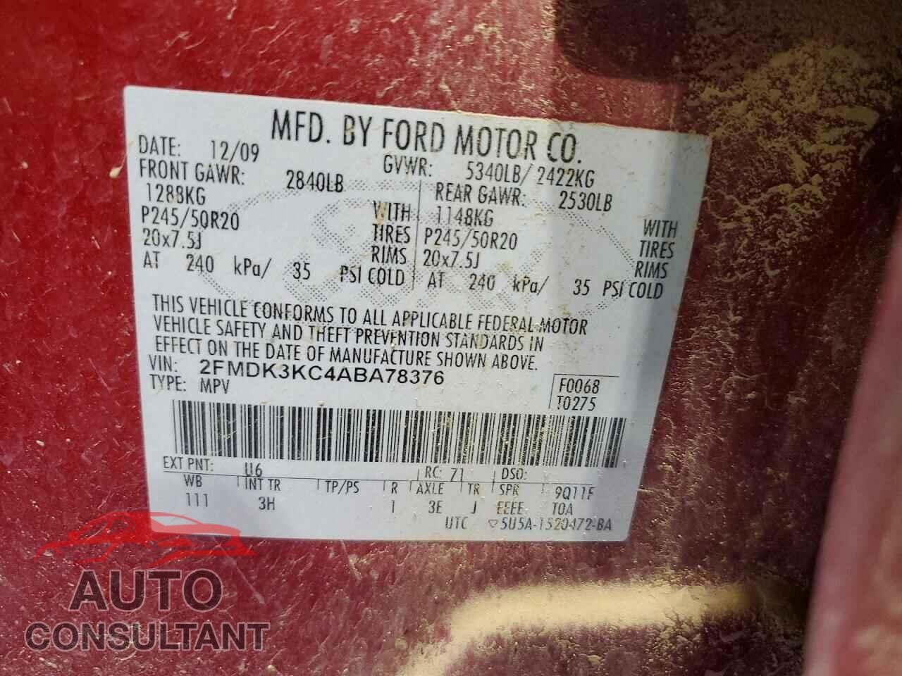 FORD EDGE 2010 - 2FMDK3KC4ABA78376