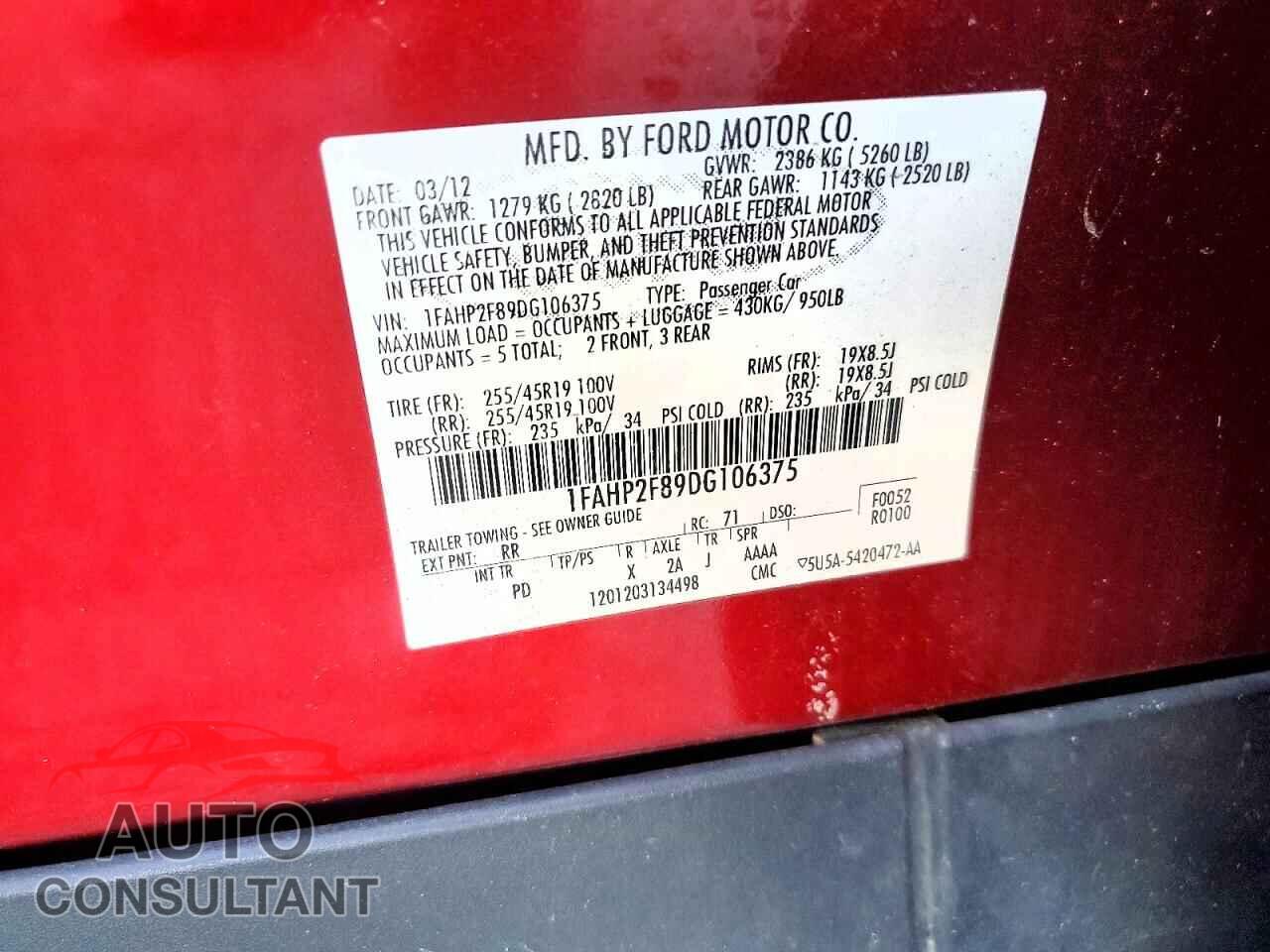 FORD TAURUS 2013 - 1FAHP2F89DG106375