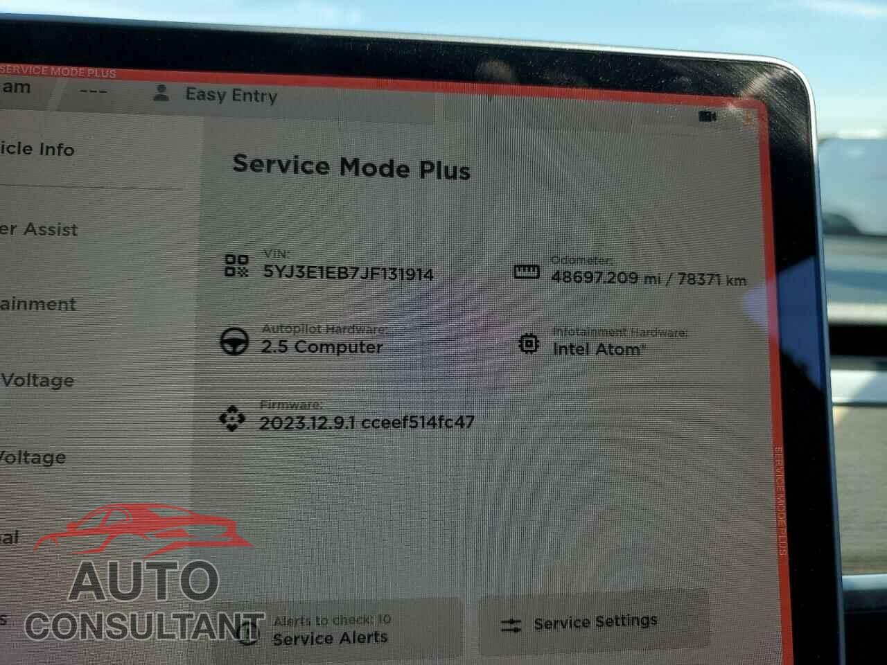 TESLA MODEL 3 2018 - 5YJ3E1EB7JF131914