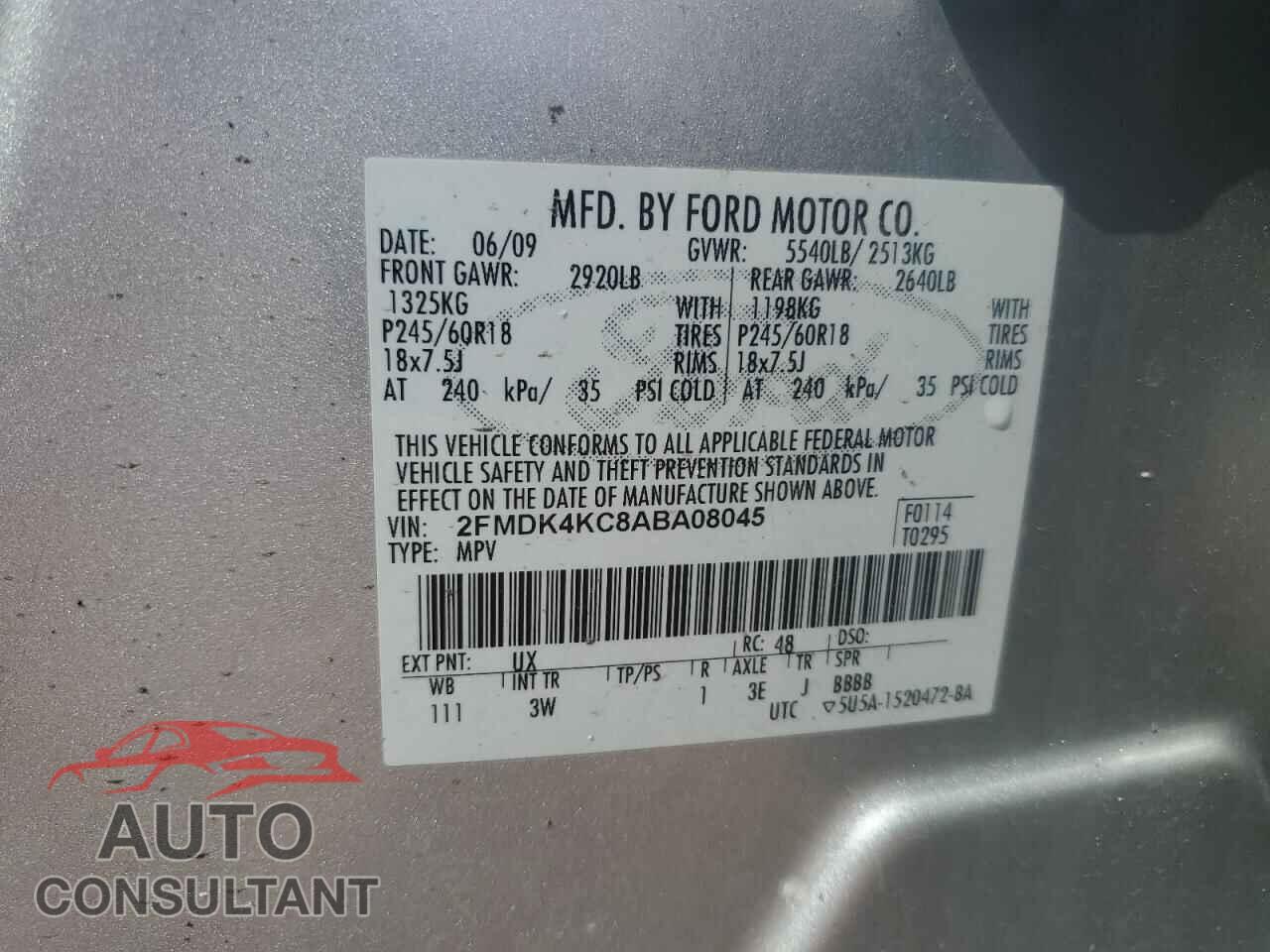 FORD EDGE 2010 - 2FMDK4KC8ABA08045