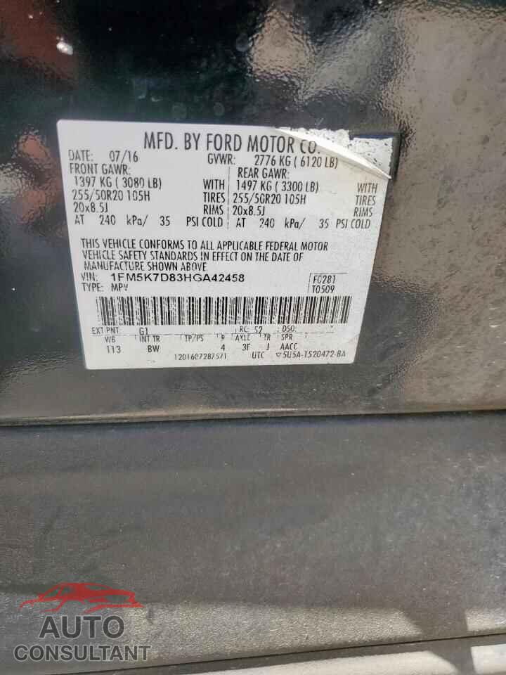 FORD EXPLORER 2017 - 1FM5K7D83HGA42458