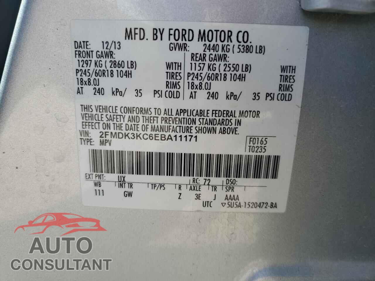 FORD EDGE 2014 - 2FMDK3KC6EBA11171