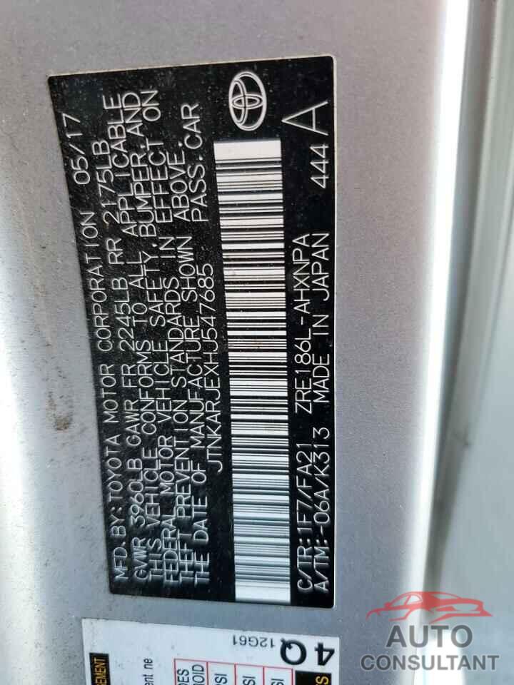 TOYOTA COROLLA 2017 - JTNKARJEXHJ547685