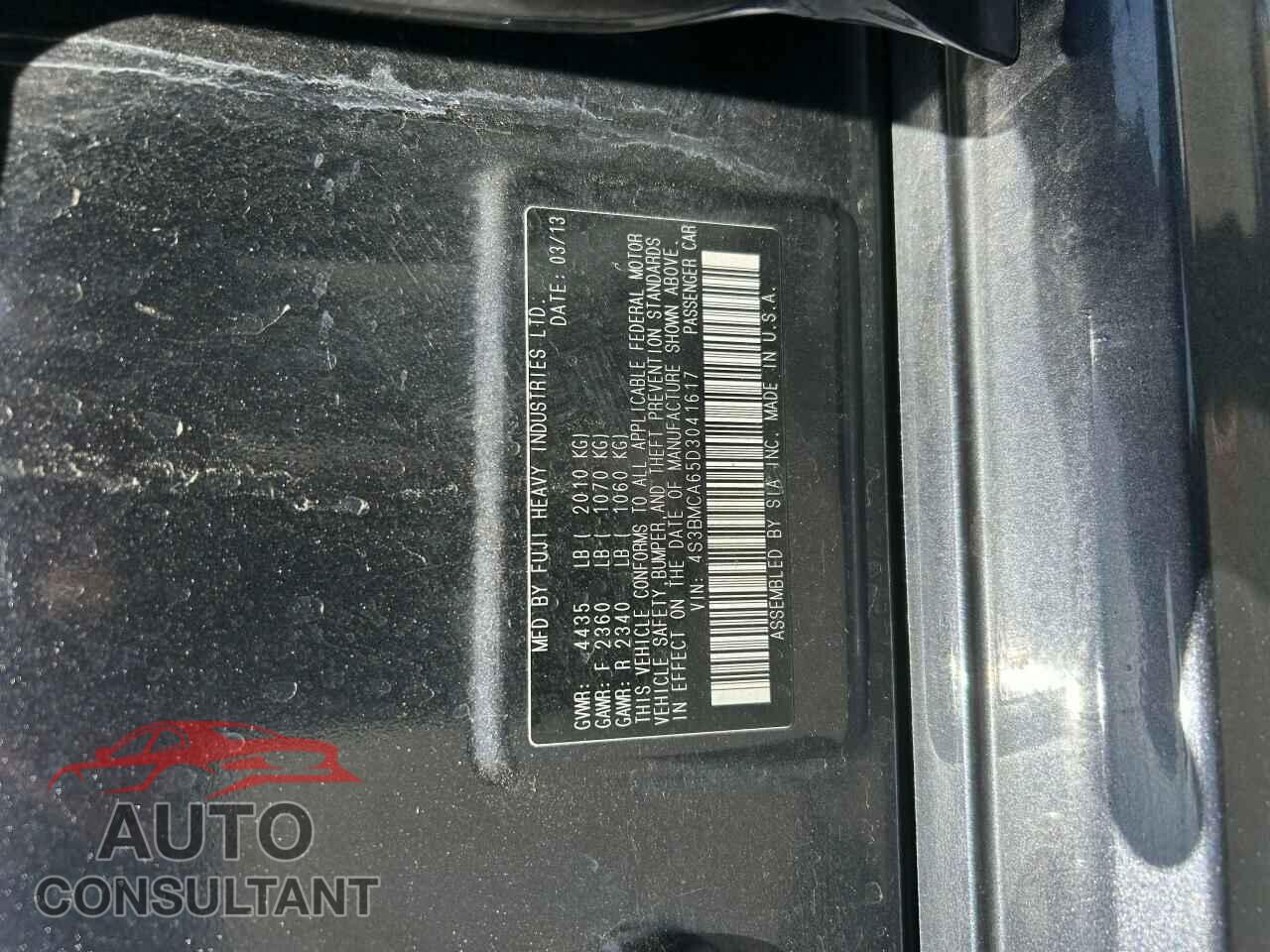 SUBARU LEGACY 2013 - 4S3BMCA65D3041617