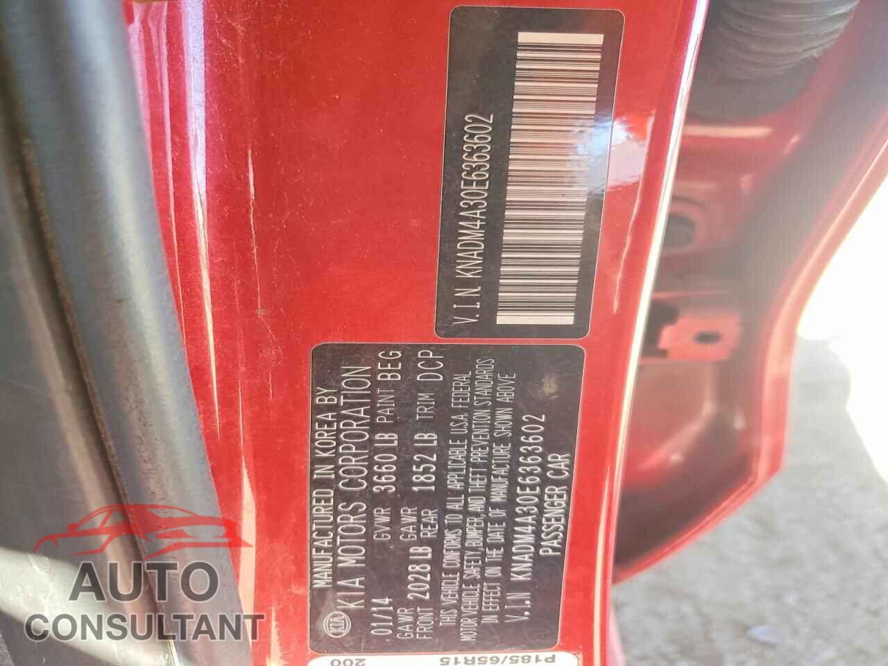 KIA RIO 2014 - KNADM4A30E6363602