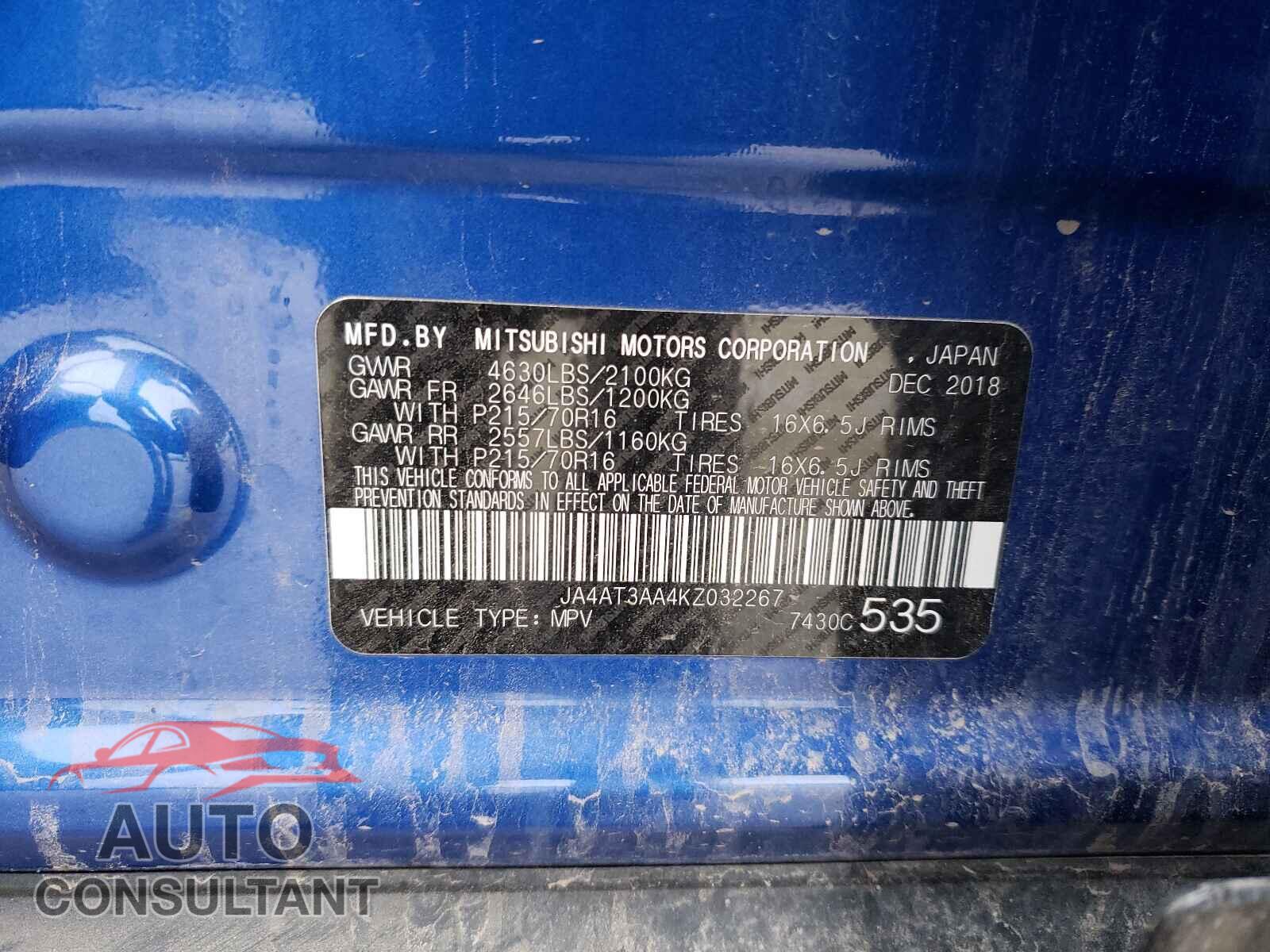 MITSUBISHI ECLIPSE 2019 - JA4AT3AA4KZ032267