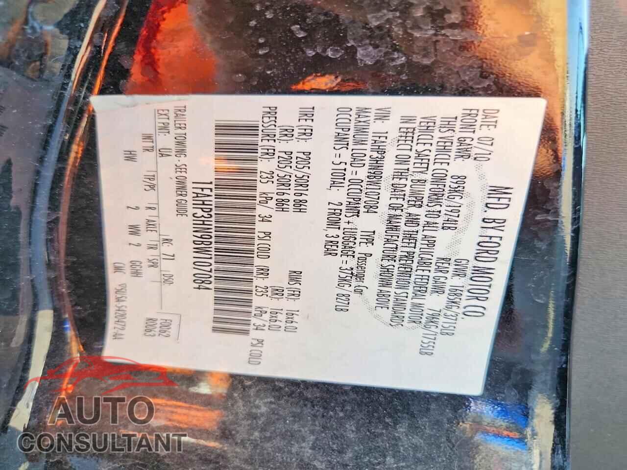 FORD FOCUS 2011 - 1FAHP3HN9BW107084