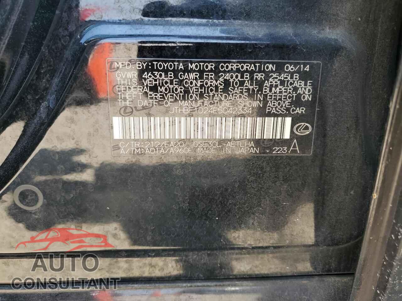 LEXUS IS 2014 - JTHBF1D24E5042334