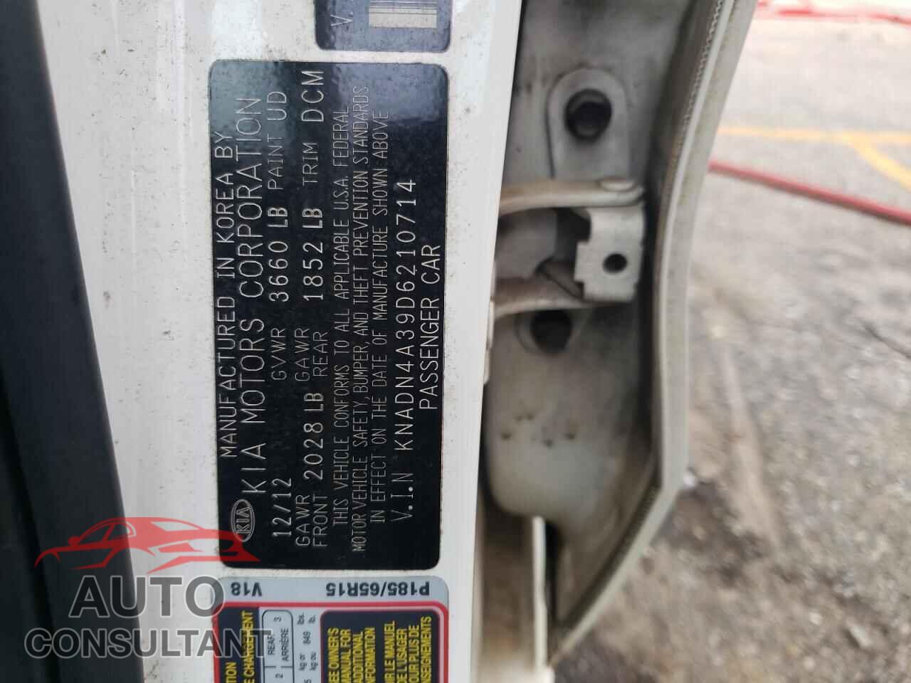 KIA RIO 2013 - KNADN4A39D6210714