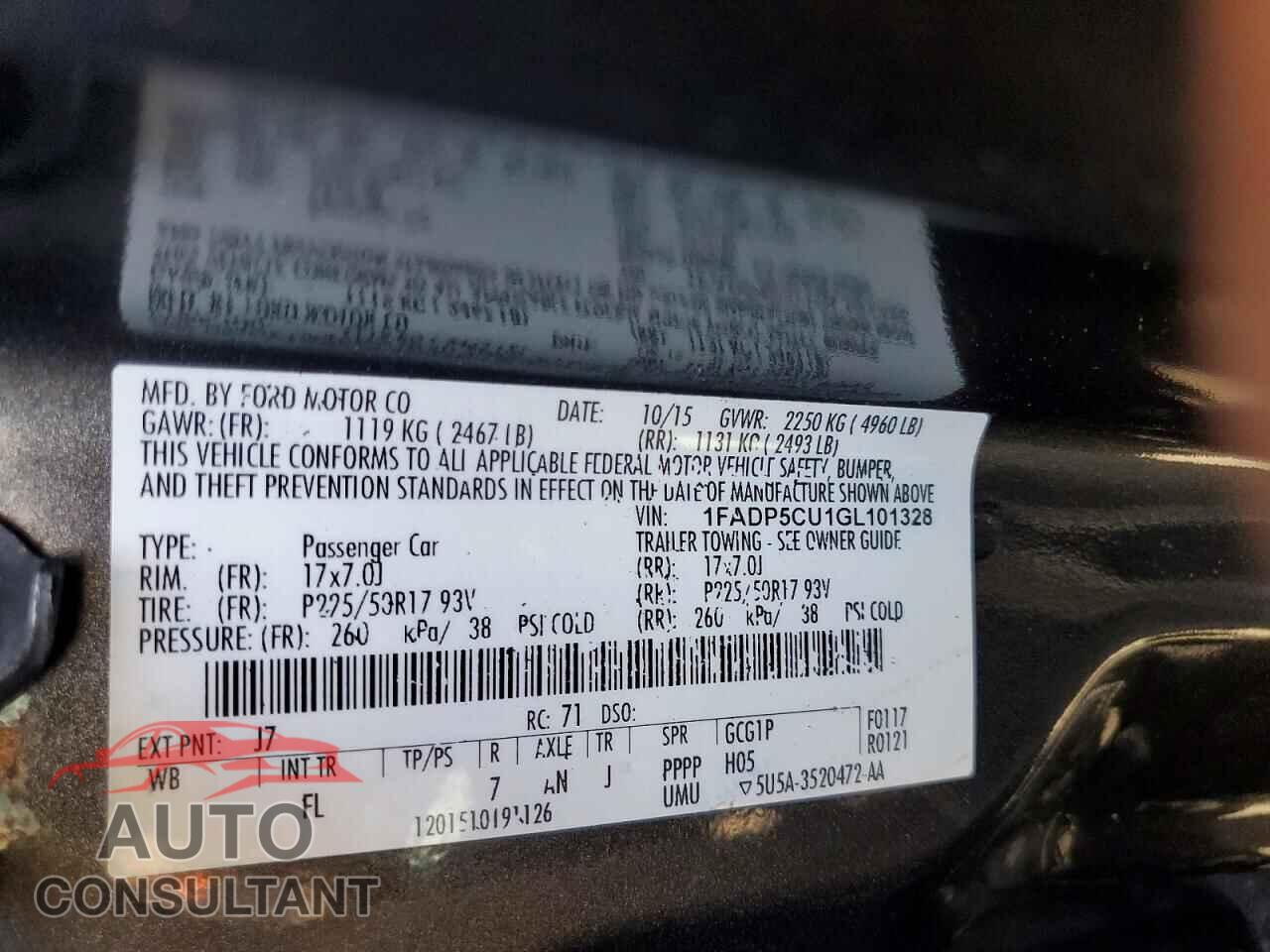 FORD CMAX 2016 - 1FADP5CU1GL101328