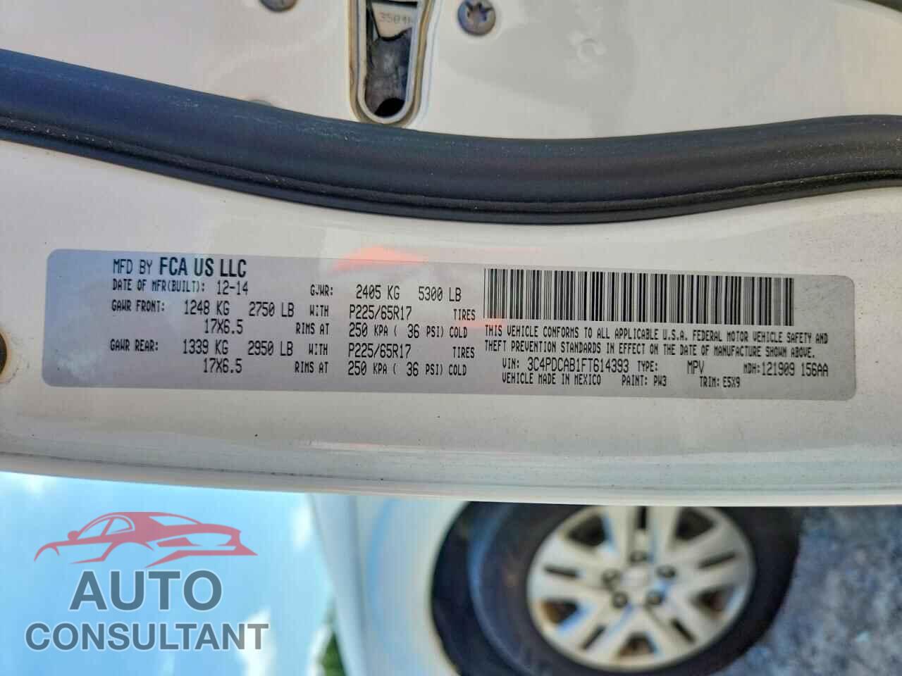 DODGE JOURNEY 2015 - 3C4PDCAB1FT614393