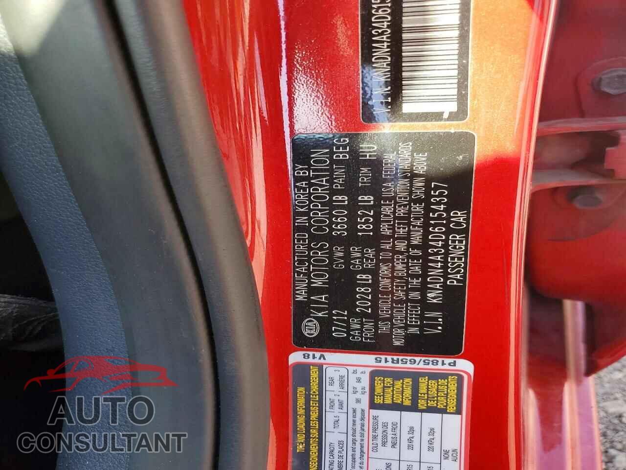 KIA RIO 2013 - KNADN4A34D6154357