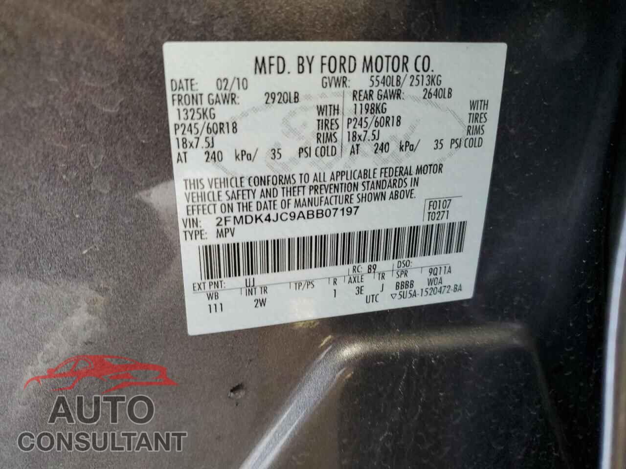 FORD EDGE 2010 - 2FMDK4JC9ABB07197