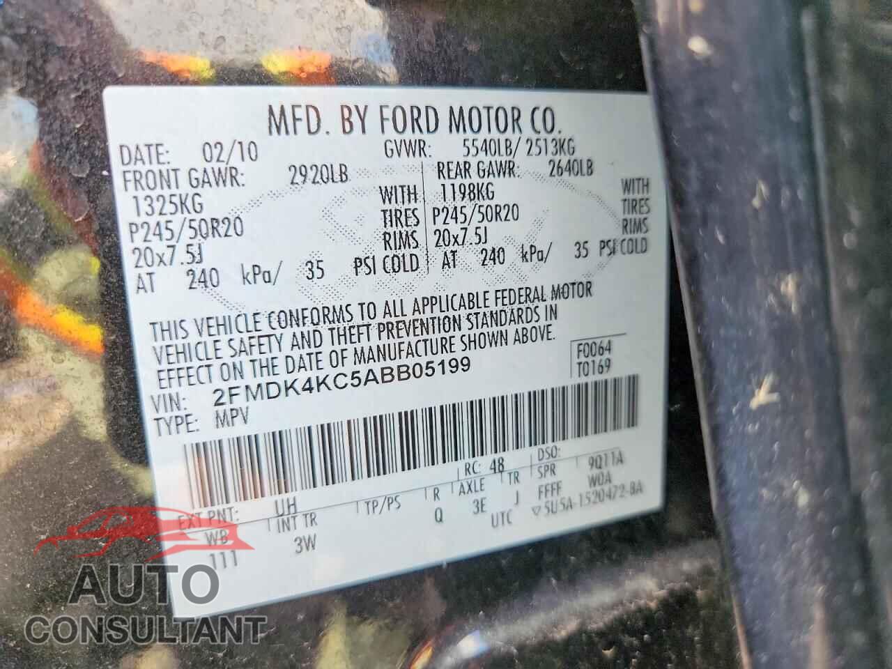 FORD EDGE 2010 - 2FMDK4KC5ABB05199