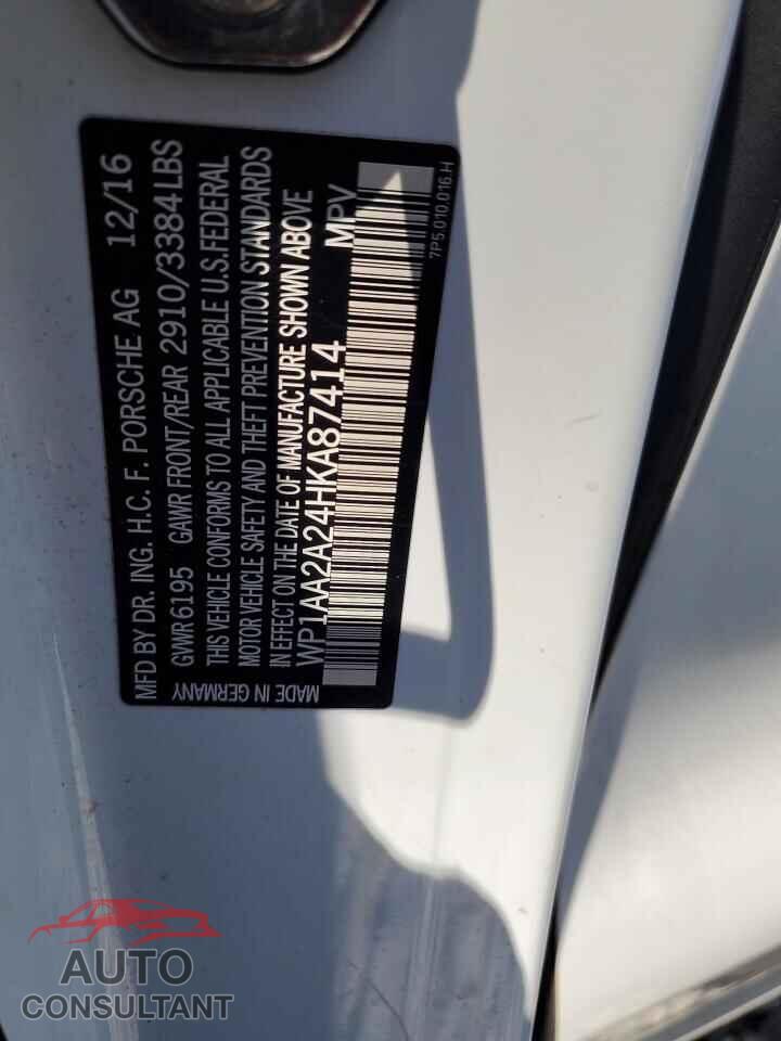 PORSCHE CAYENNE 2017 - WP1AA2A24HKA87414