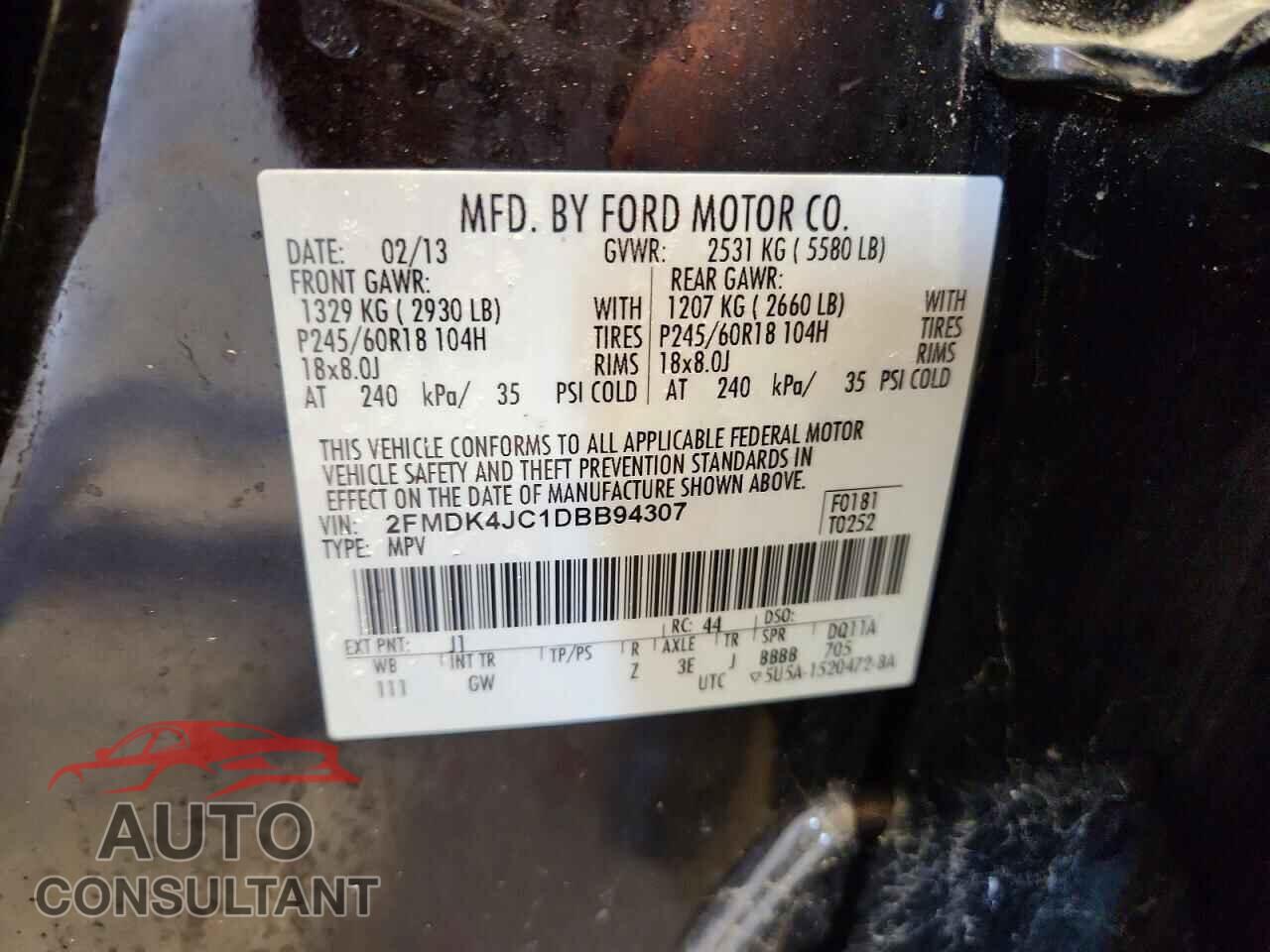 FORD EDGE 2013 - 2FMDK4JC1DBB94307