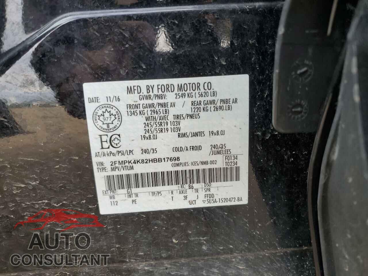 FORD EDGE 2017 - 2FMPK4K82HBB17698