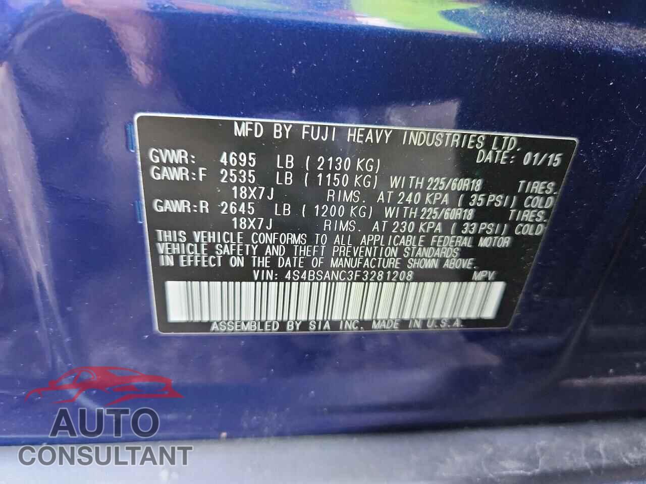 SUBARU OUTBACK 2015 - 4S4BSANC3F3281208