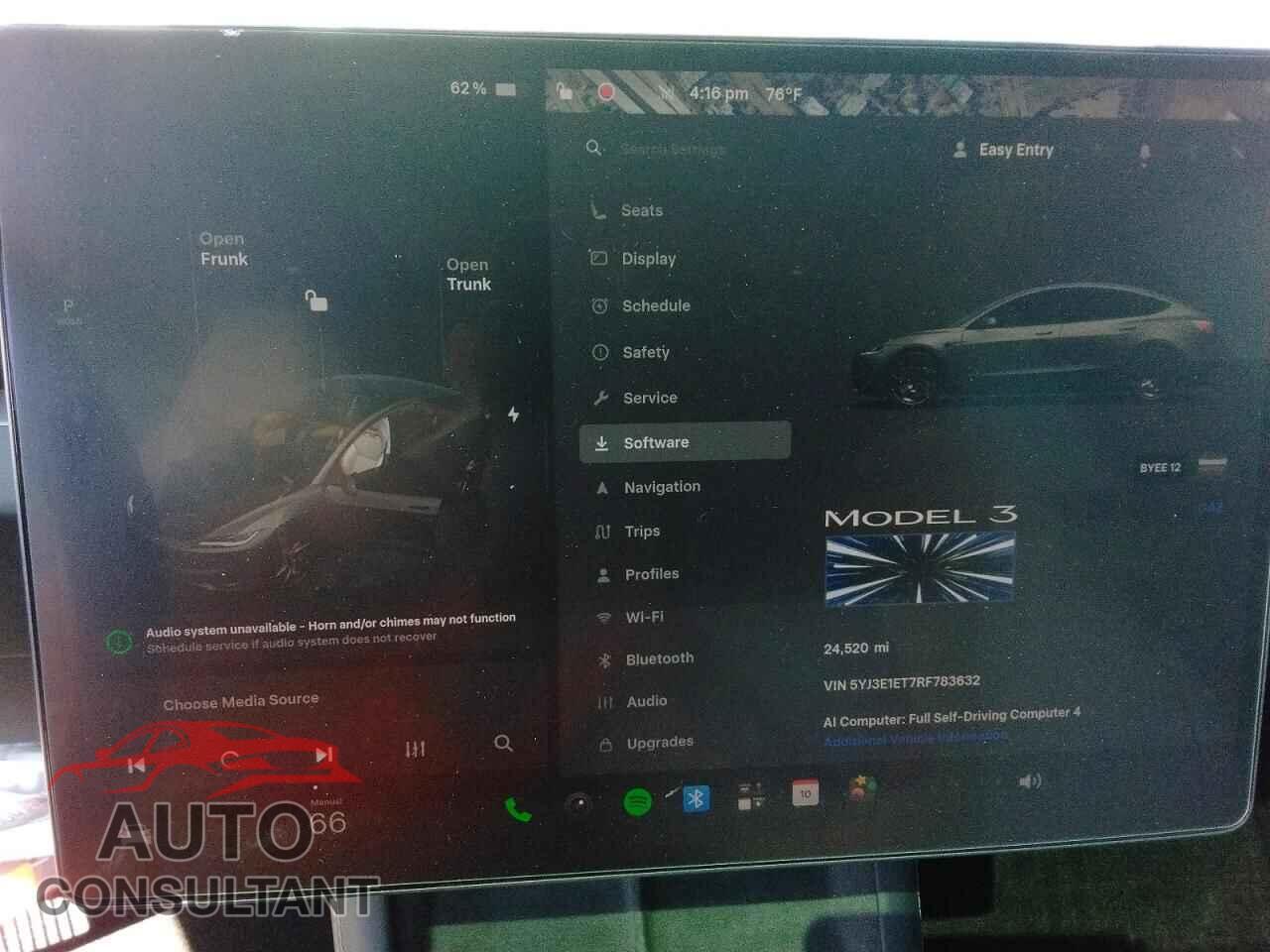 TESLA MODEL 3 2024 - 5YJ3E1ET7RF783632