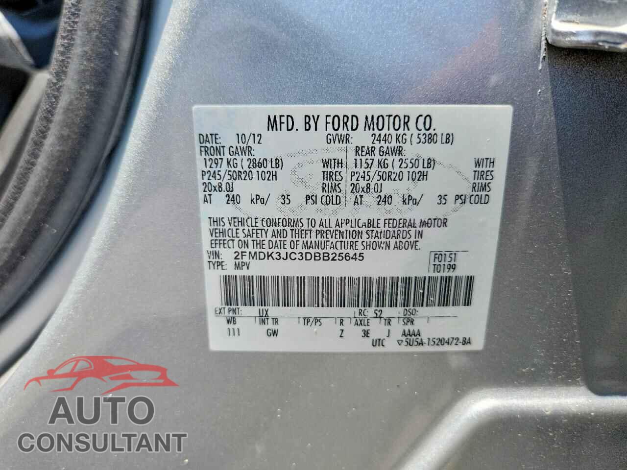 FORD EDGE 2013 - 2FMDK3JC3DBB25645