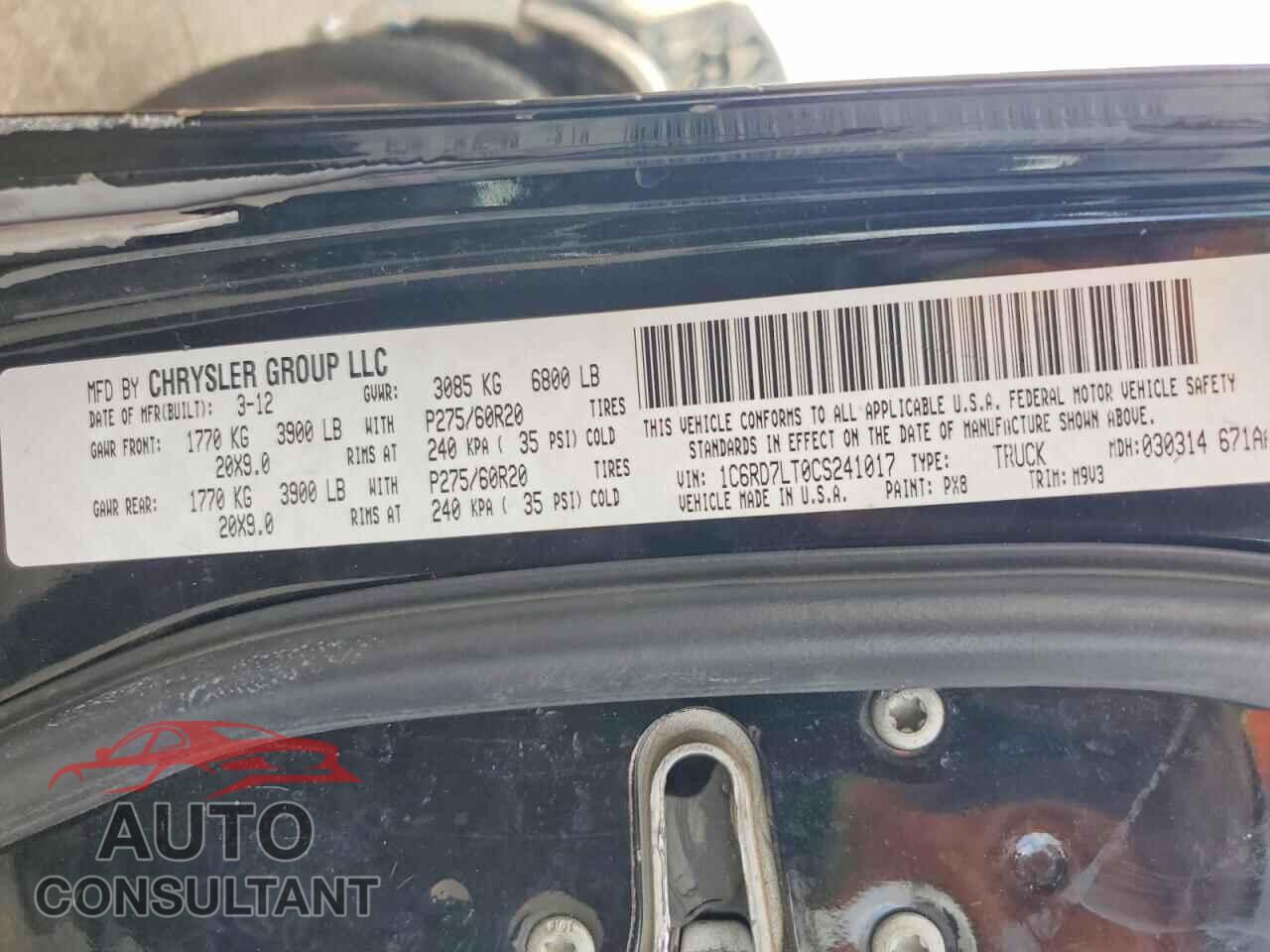DODGE RAM 1500 2012 - 1C6RD7LT0CS241017