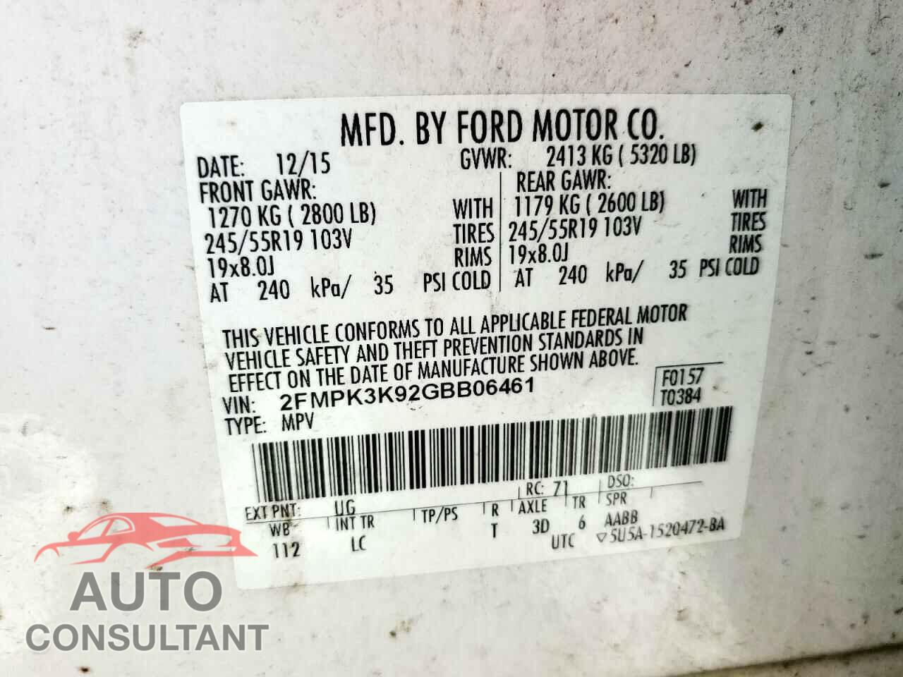 FORD EDGE 2016 - 2FMPK3K92GBB06461