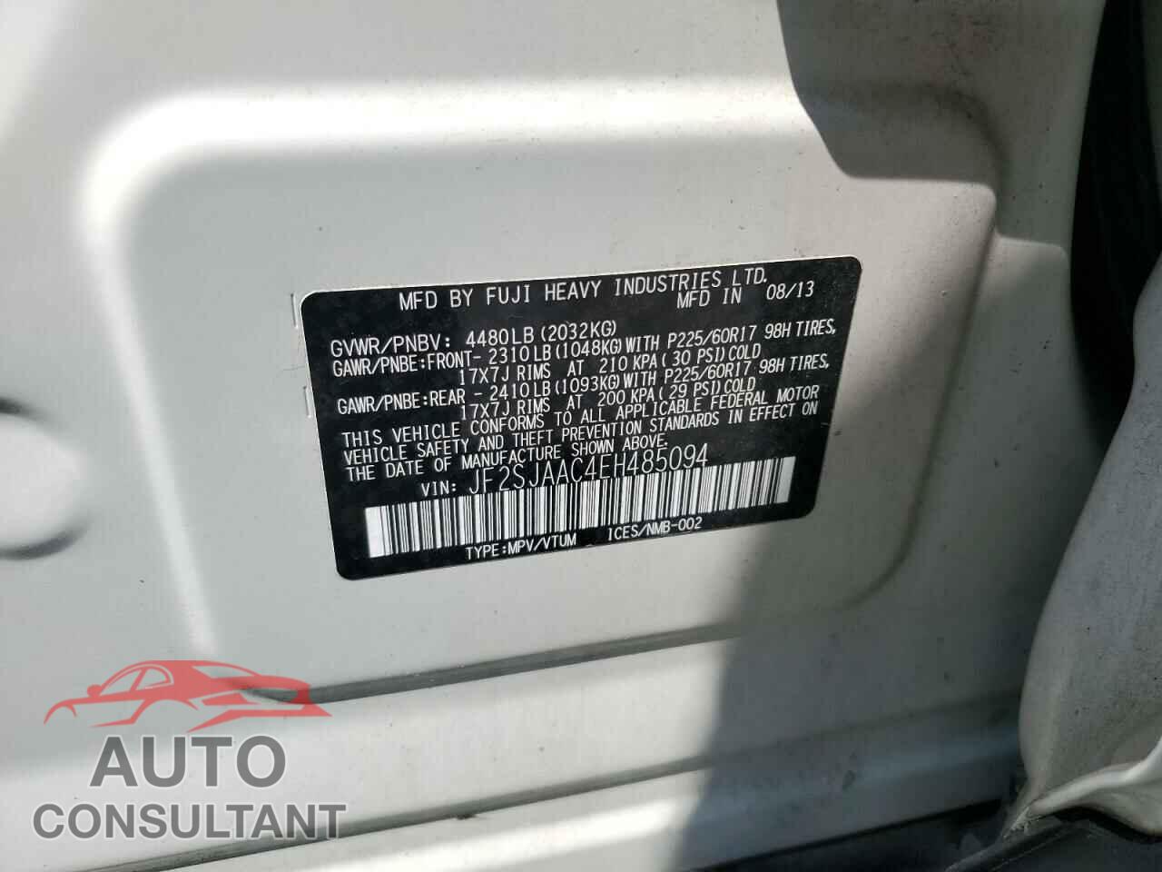 SUBARU FORESTER 2014 - JF2SJAAC4EH485094