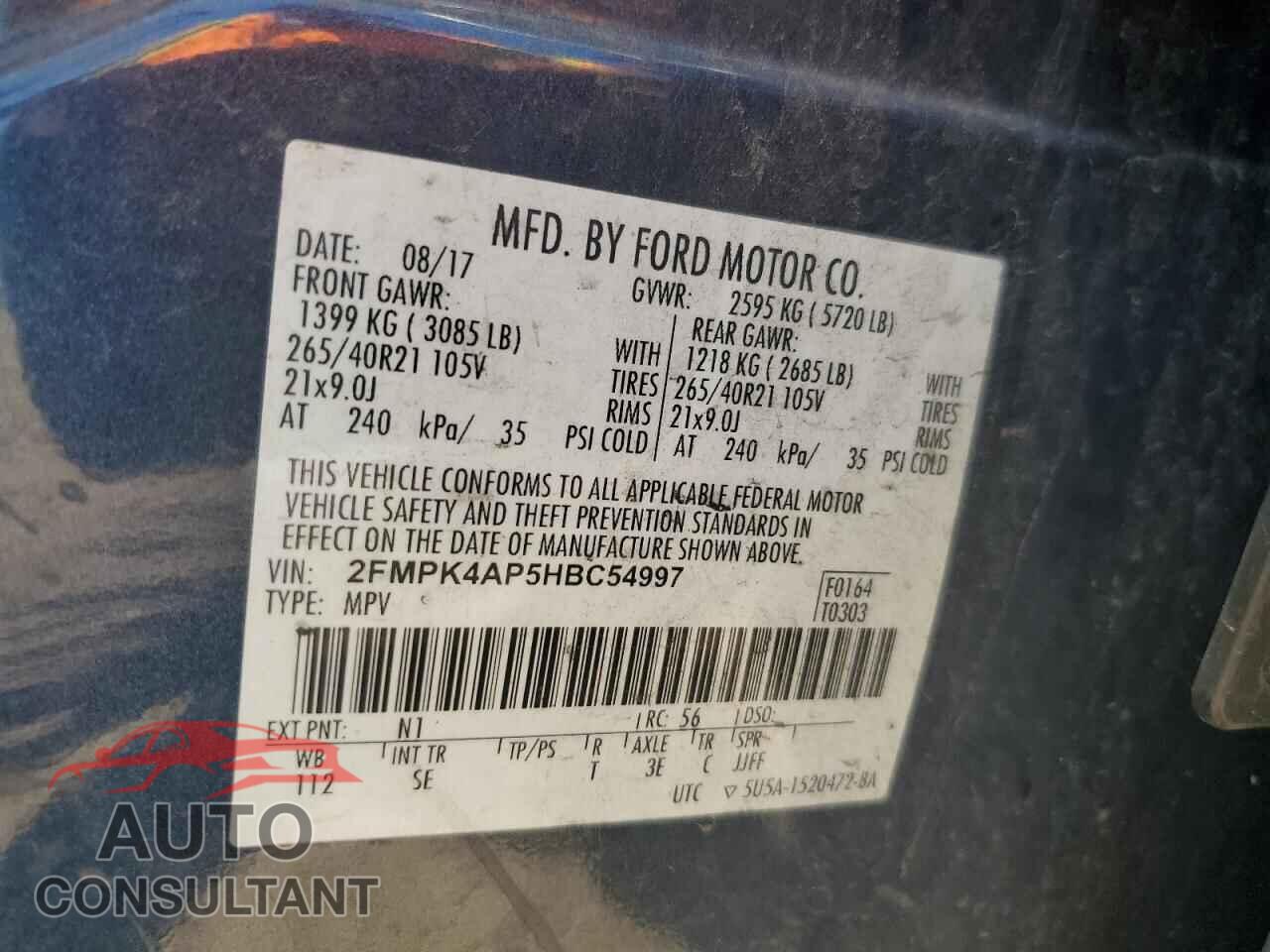 FORD EDGE 2017 - 2FMPK4AP5HBC54997